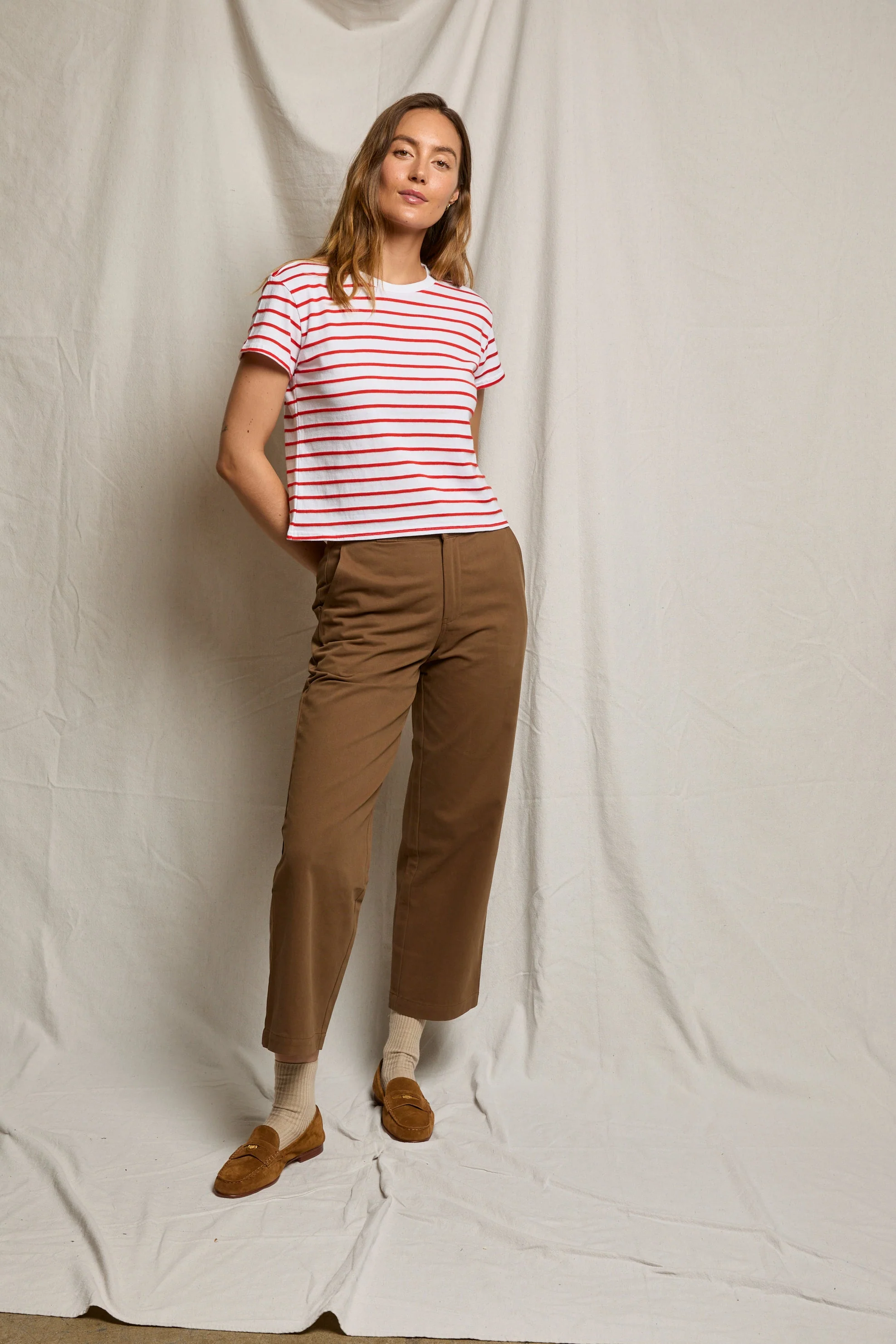 PerfectWhiteTee - Everett Stripe Jersey Striped Short Sleeve Tee - Tomato Stripe - Image 4