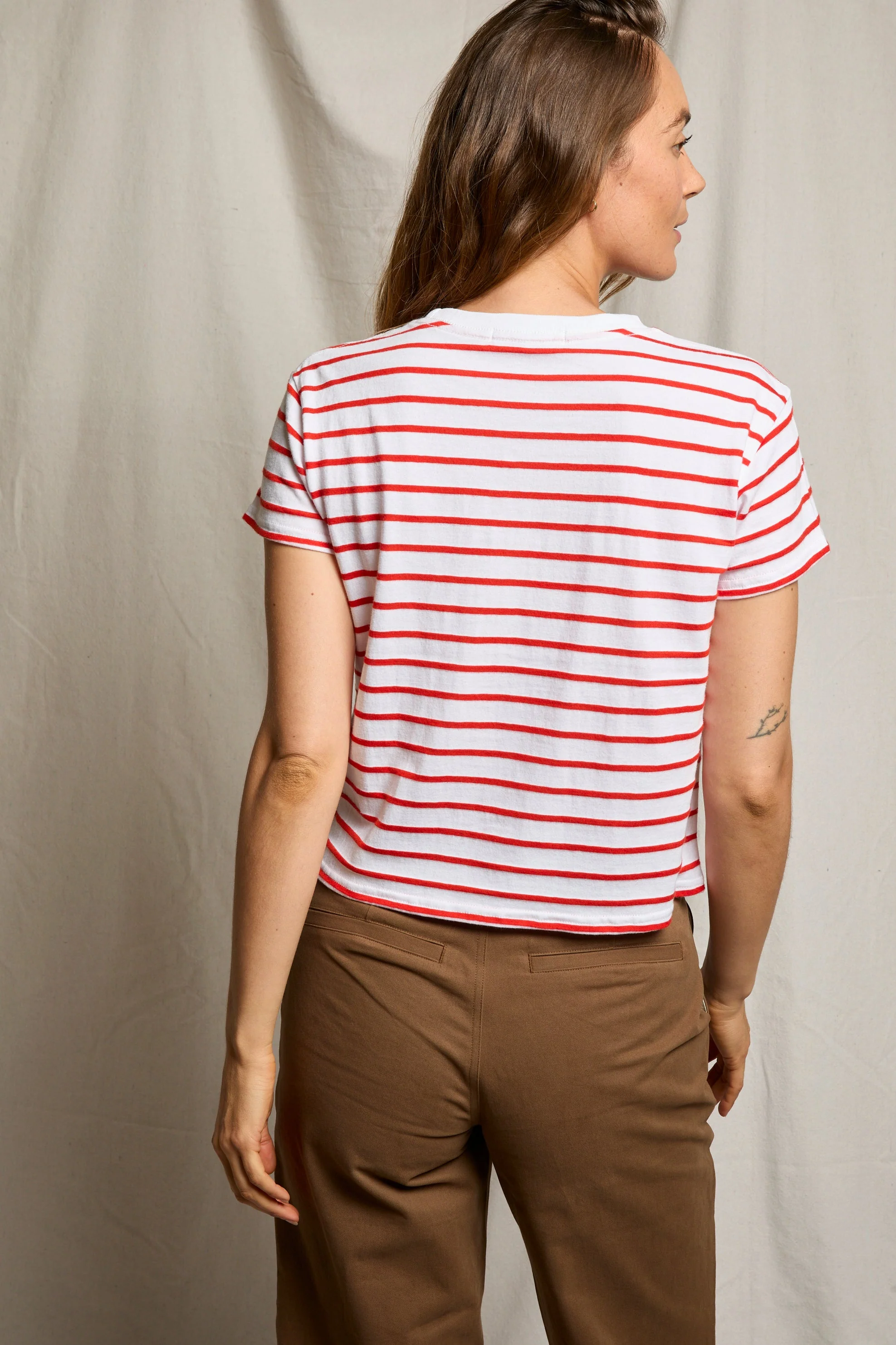 PerfectWhiteTee - Everett Stripe Jersey Striped Short Sleeve Tee - Tomato Stripe - Image 5