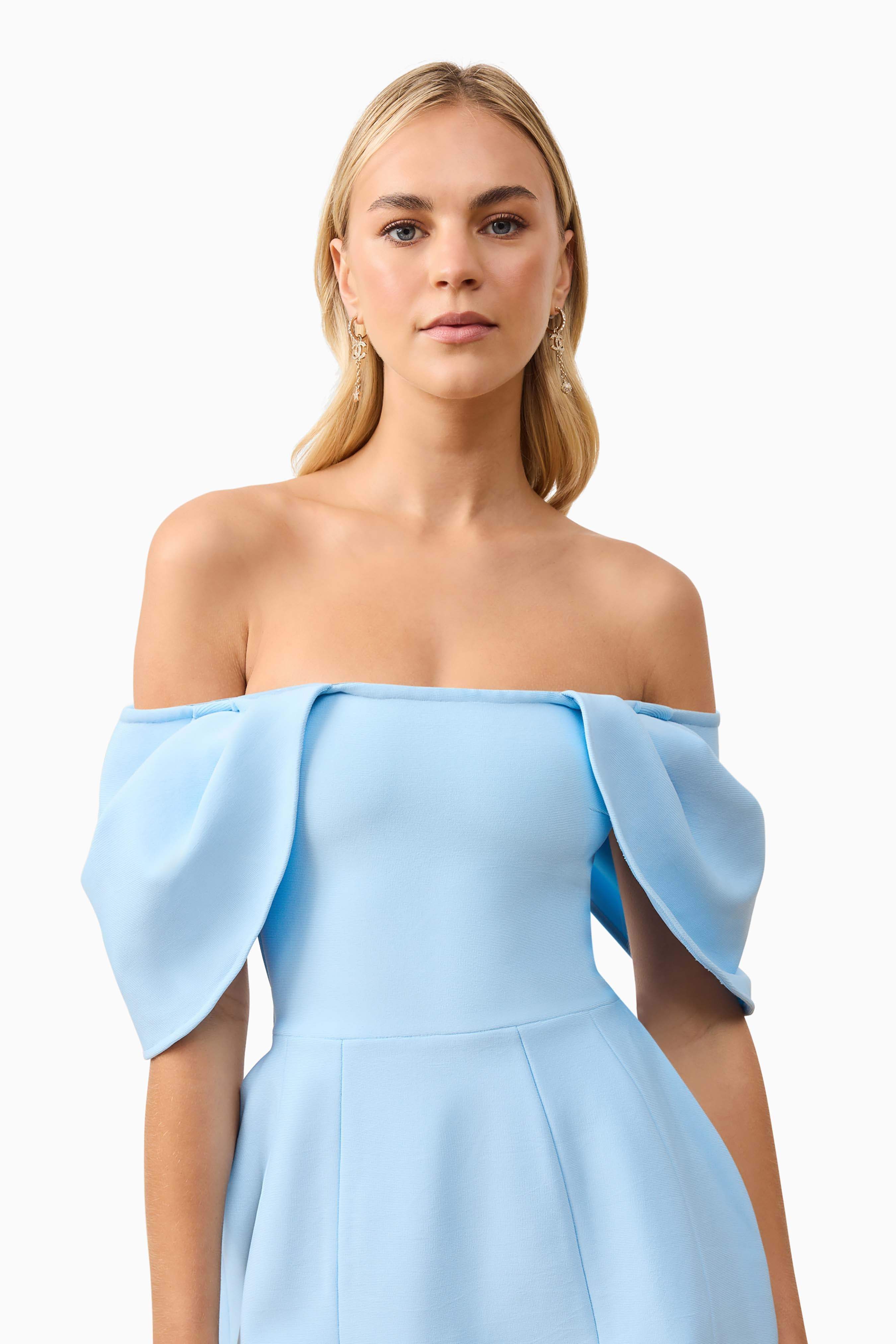 Elliatt - Fiona Off The Shoulder Mini Dress - Bridal Blue - Image 7