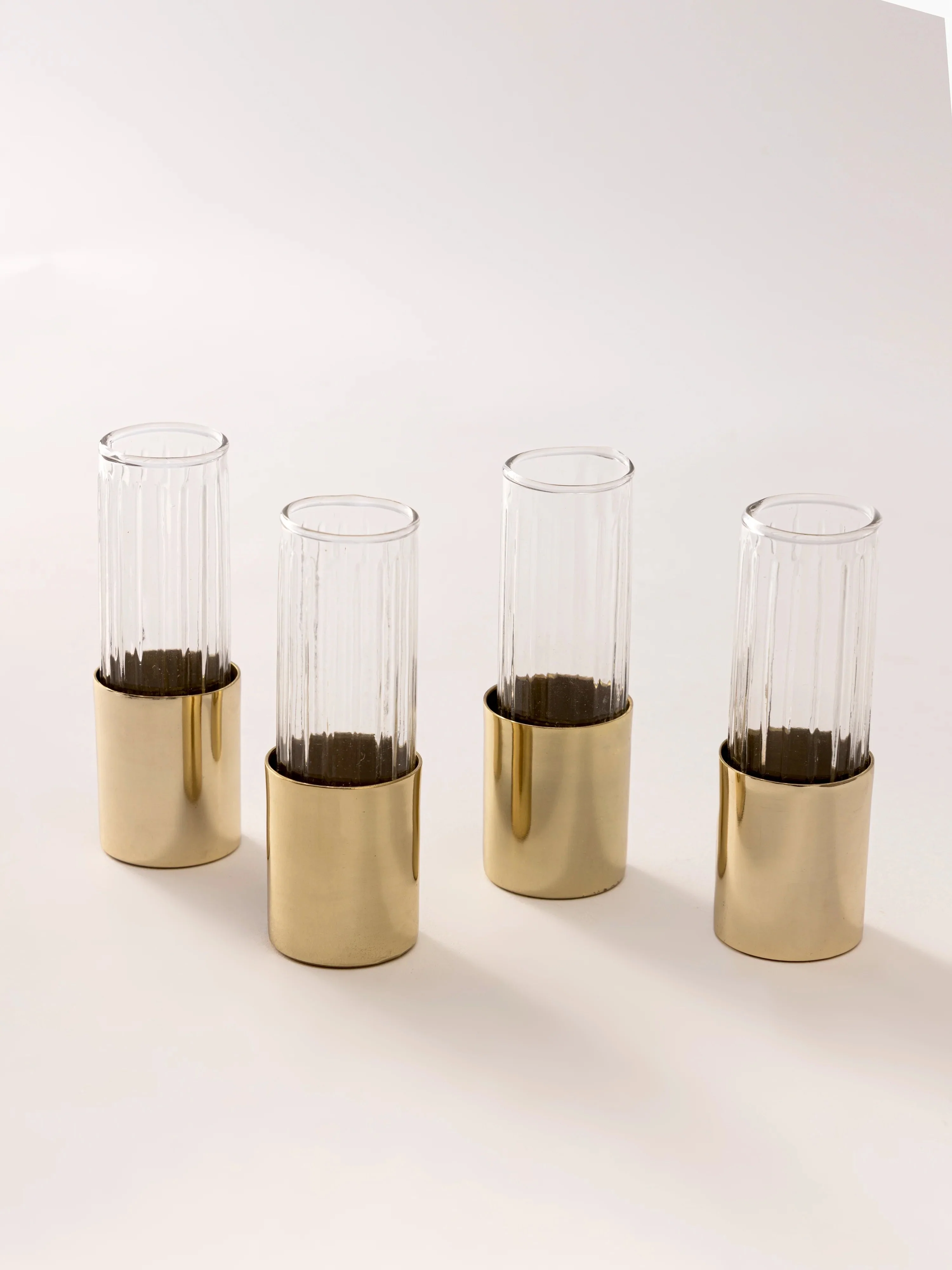 Fluted Glass Bud Vases, Set of 4