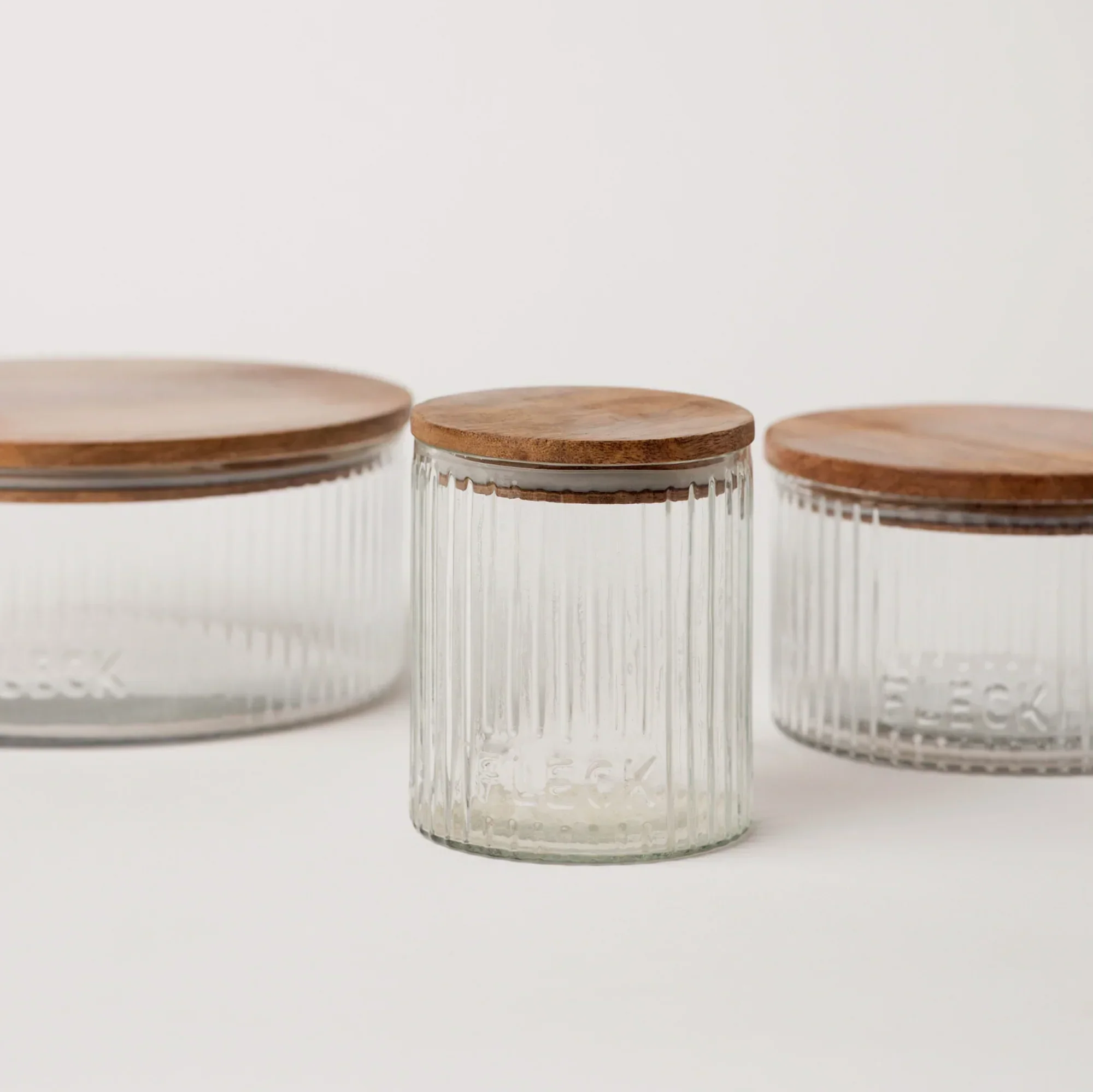 Fluted Glass Storage Jars (Set of 3)