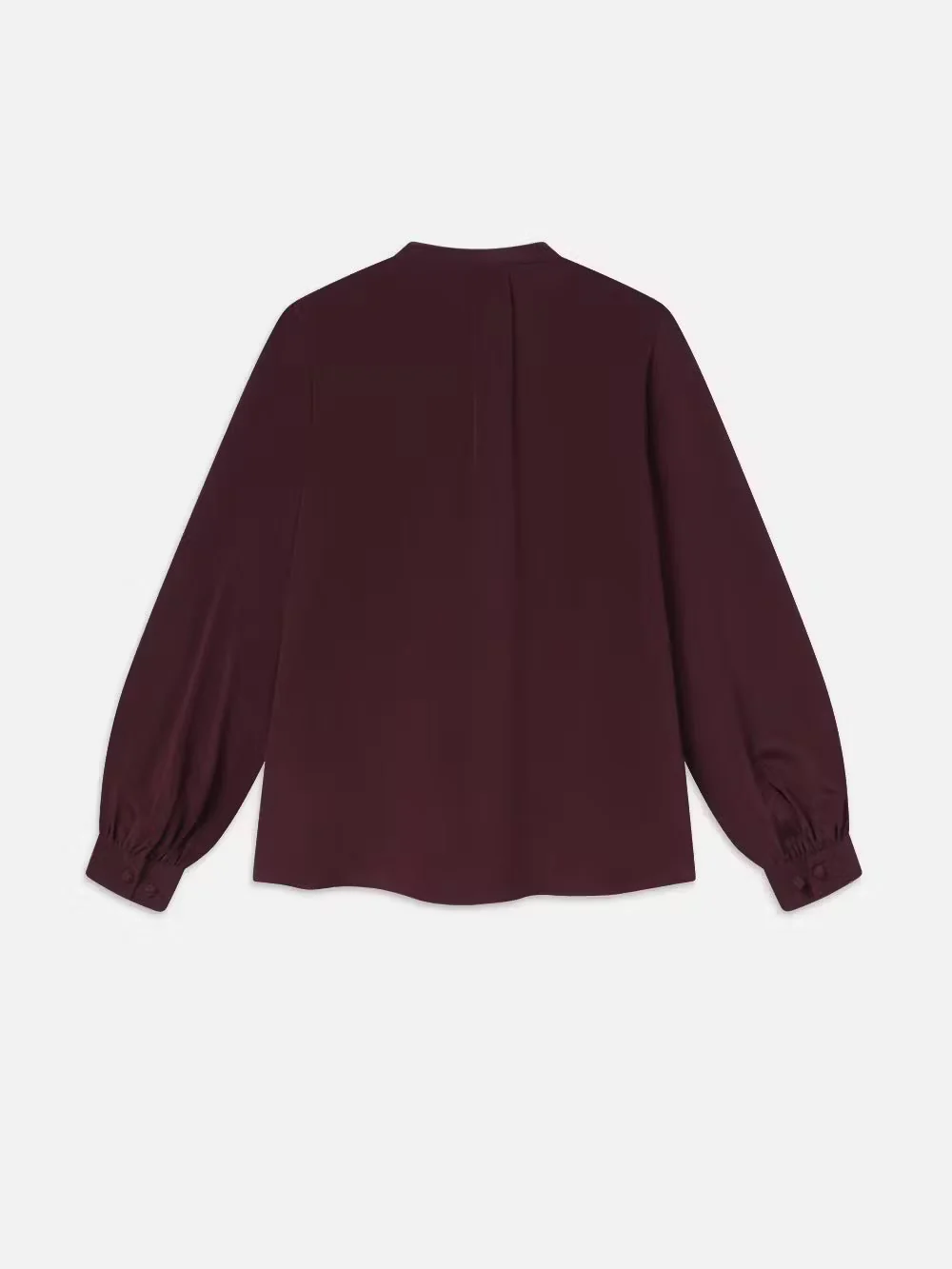 FRAME - Shirred Tie Front Blouse - Wine - Image 3