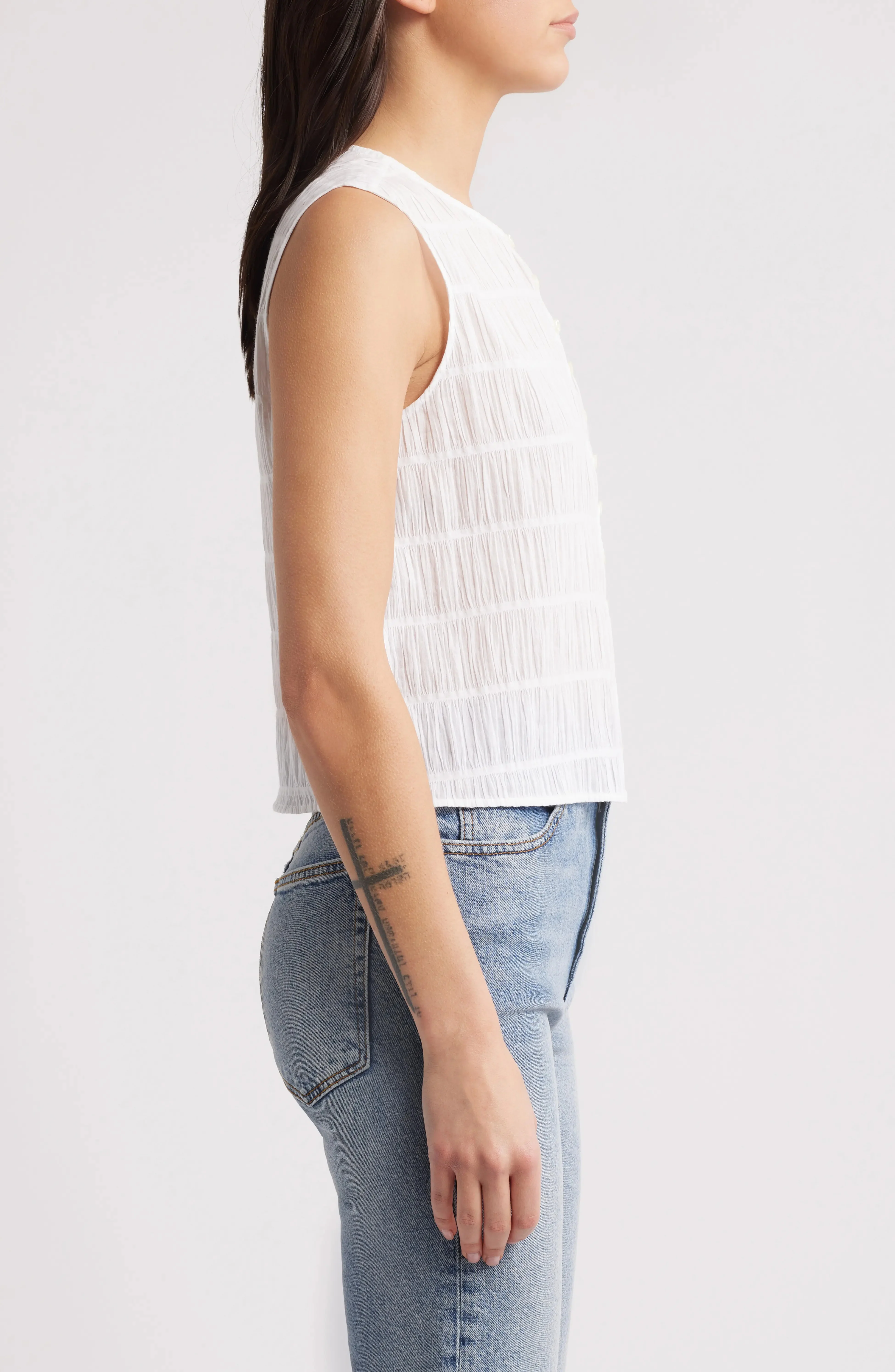 FRAME - The Smocked Tank - White - Image 4