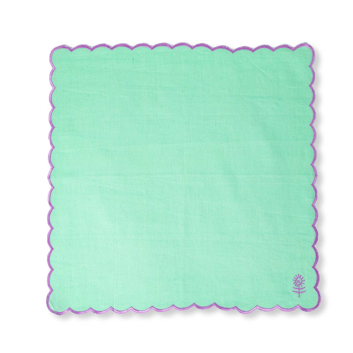 Scalloped Icon Linen Napkin, Mint + Lilac - Image 3
