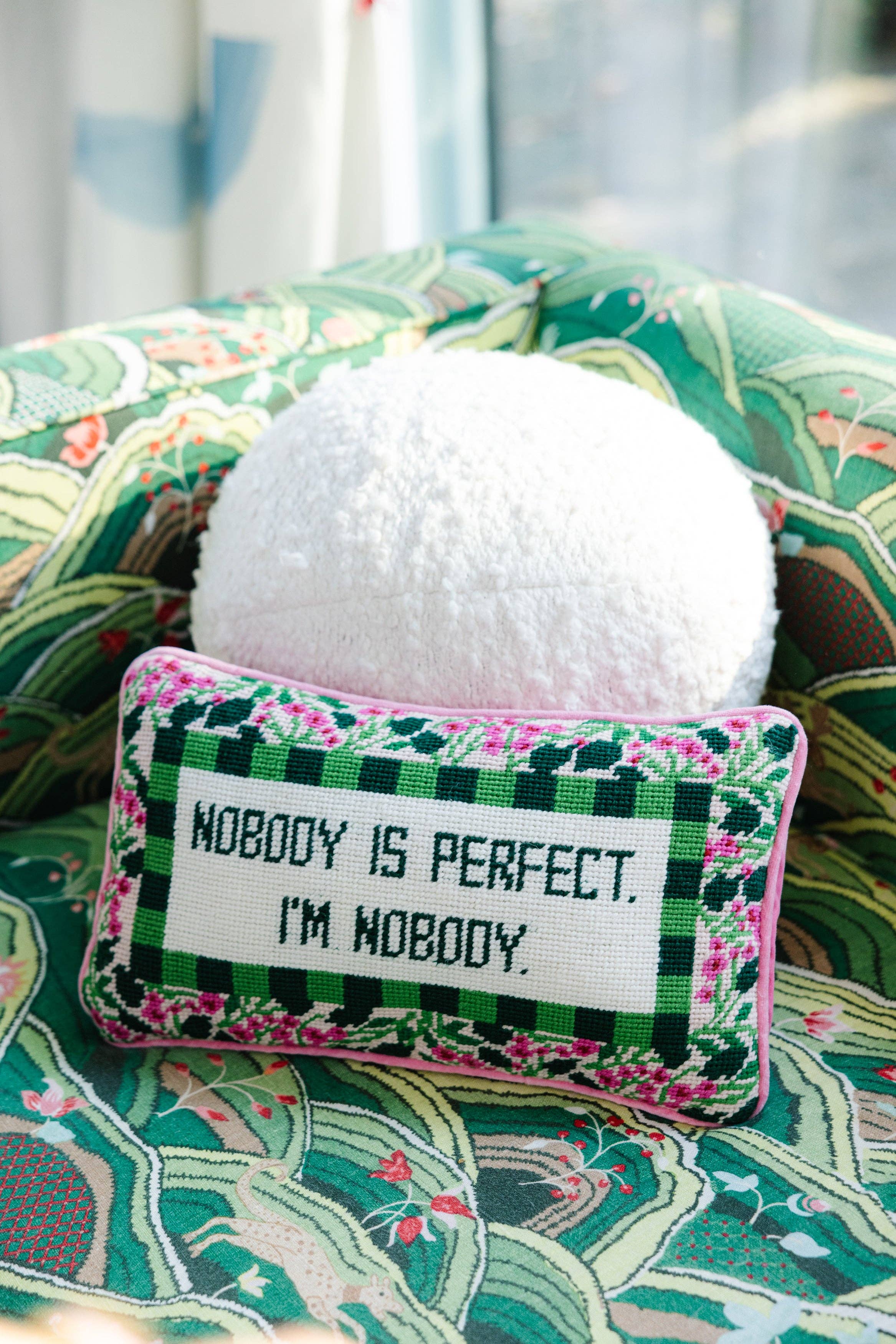 Furbish Studio - Nobody is Perfect Needlepoint Pillow - Image 2