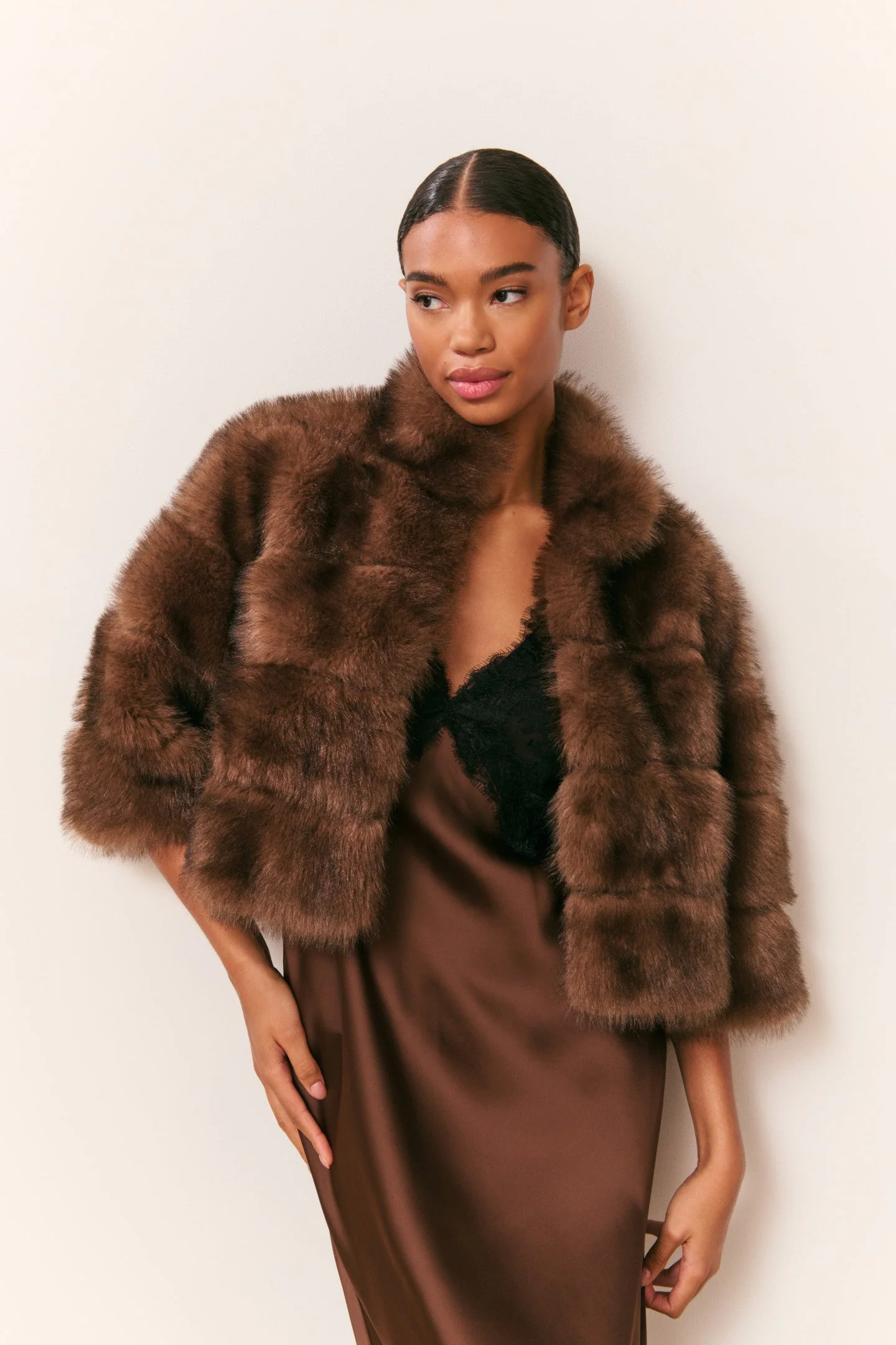 LoveShackFancy - Gelman Faux Fur Jacket - Dark Sable - Image 3