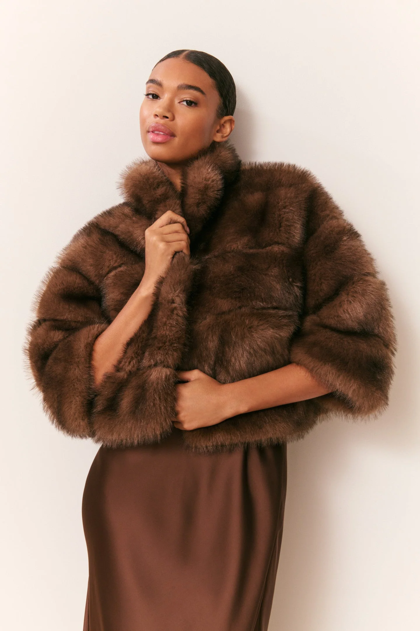 LoveShackFancy - Gelman Faux Fur Jacket - Dark Sable - Image 4