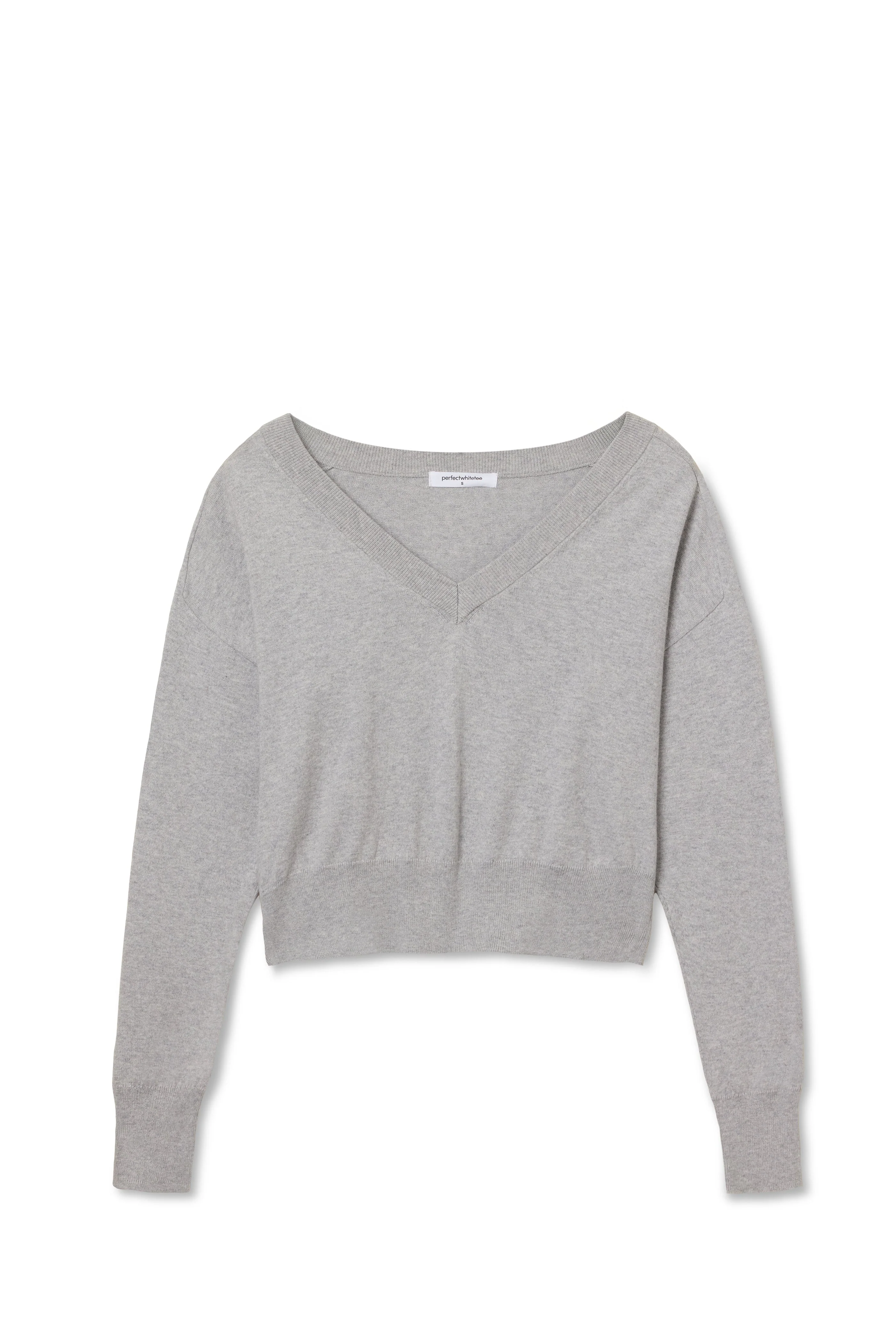 PerfectWhiteTee - Georgina V-Neck Sweater – Heather Grey - Image 2