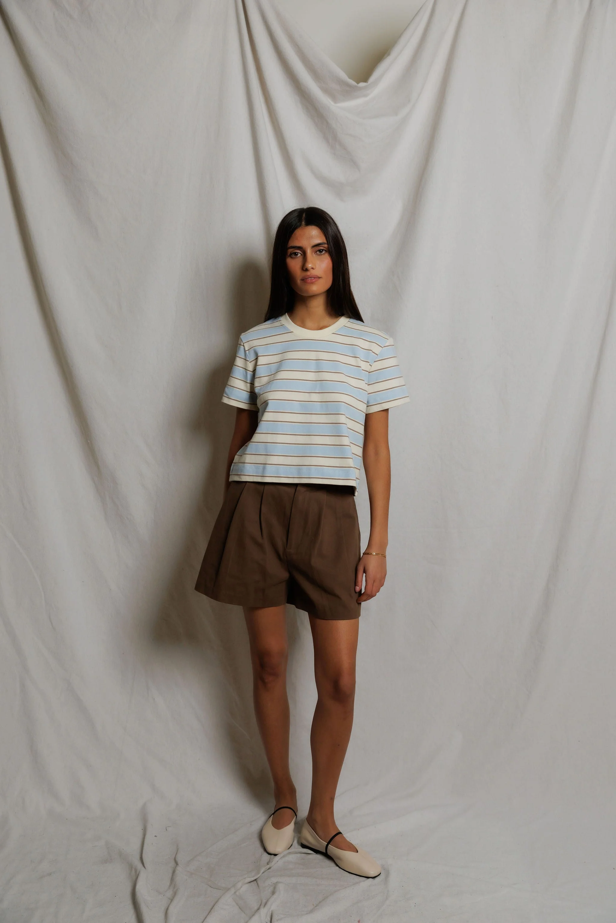PerfectWhiteTee - Gia Stripe Short Sleeve Crew Tee - Powder Blue Stripe - Image 6