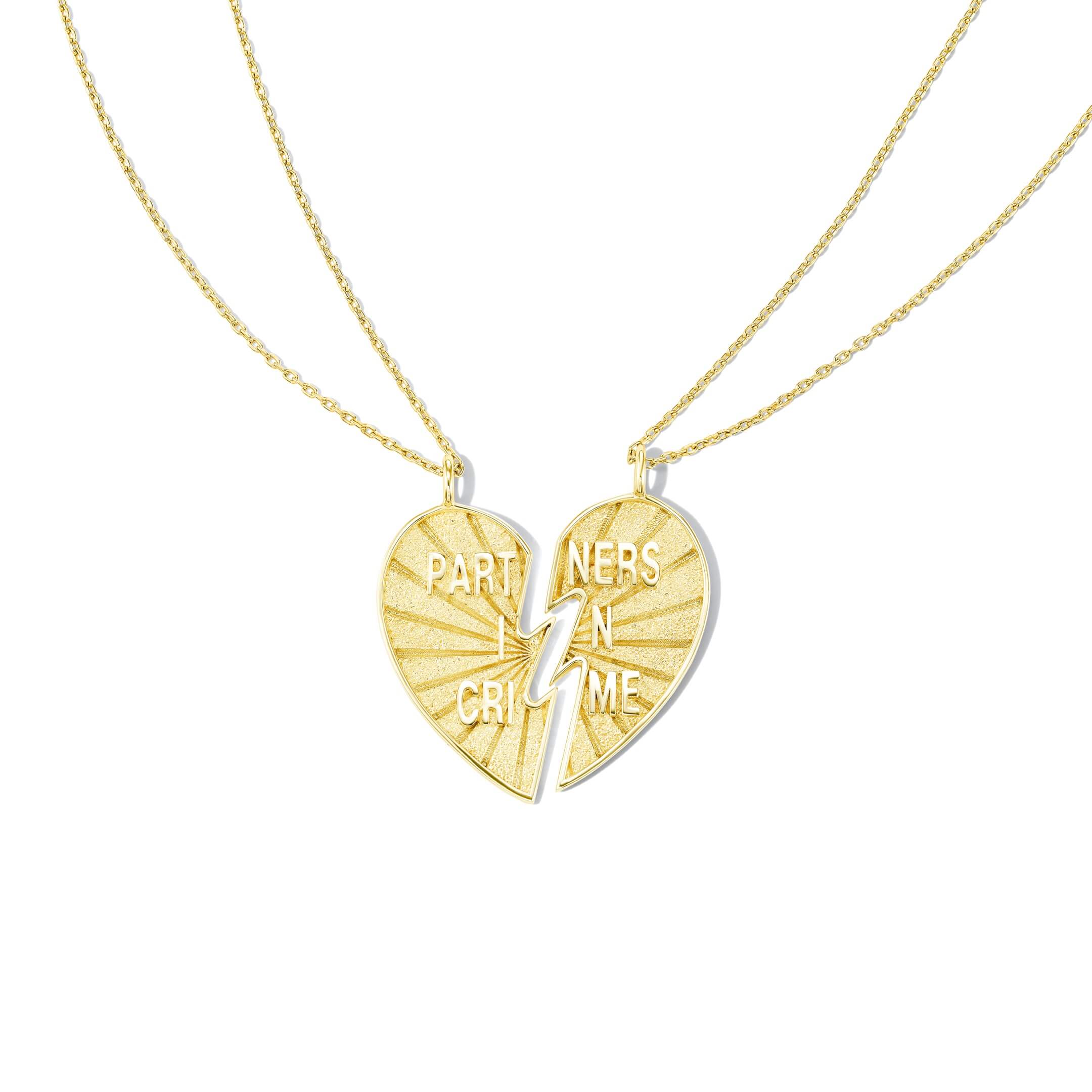 Gold Broken Heart Necklace Set - 'Partners in Crime' - Image 3