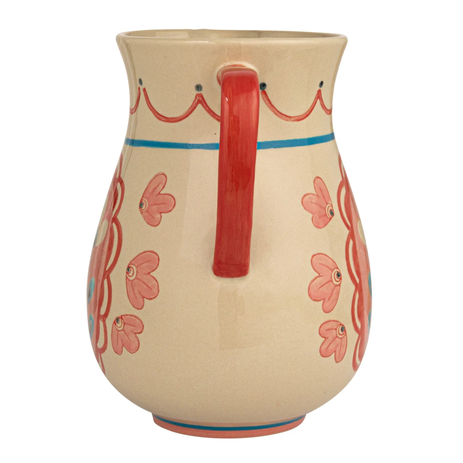 Hand-Painted Stoneware Pitcher w/ Flowers - Image 4