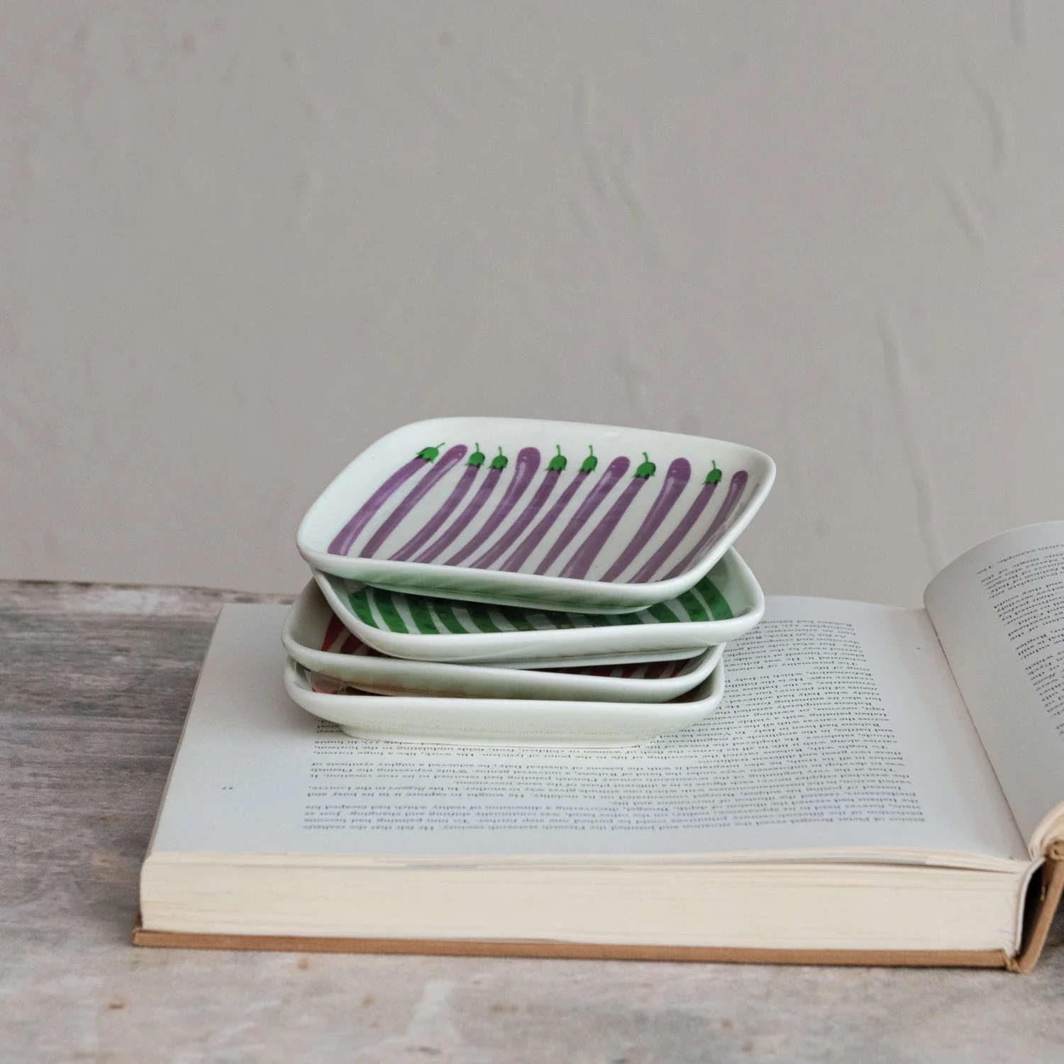 Hand-Painted Stoneware Plate w/ Vegetables - Image 2