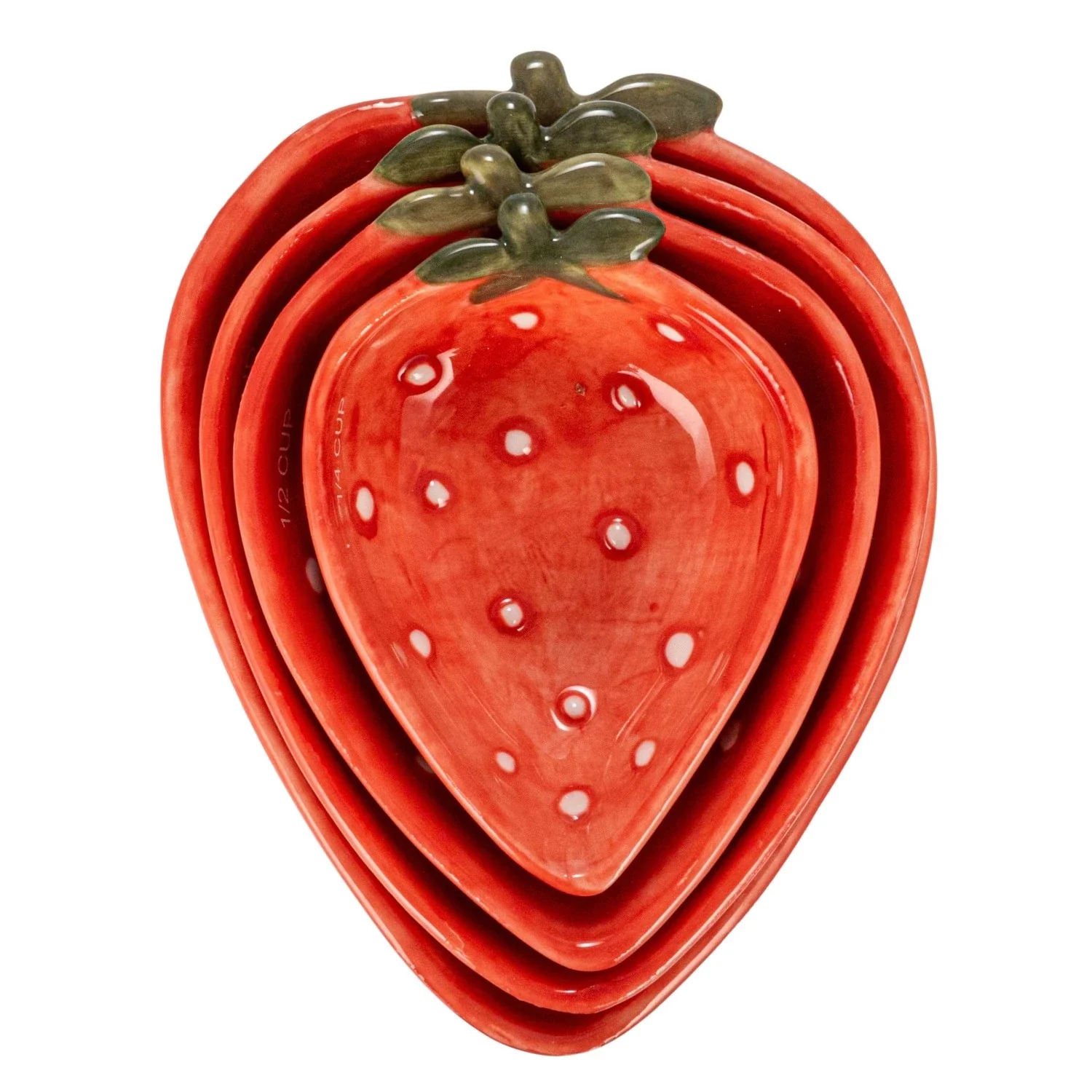 Hand-Painted Strawberry Shaped Measuring Cups, Set of 4 - Image 2