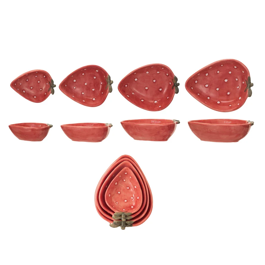Hand-Painted Strawberry Shaped Measuring Cups, Set of 4 - Image 4