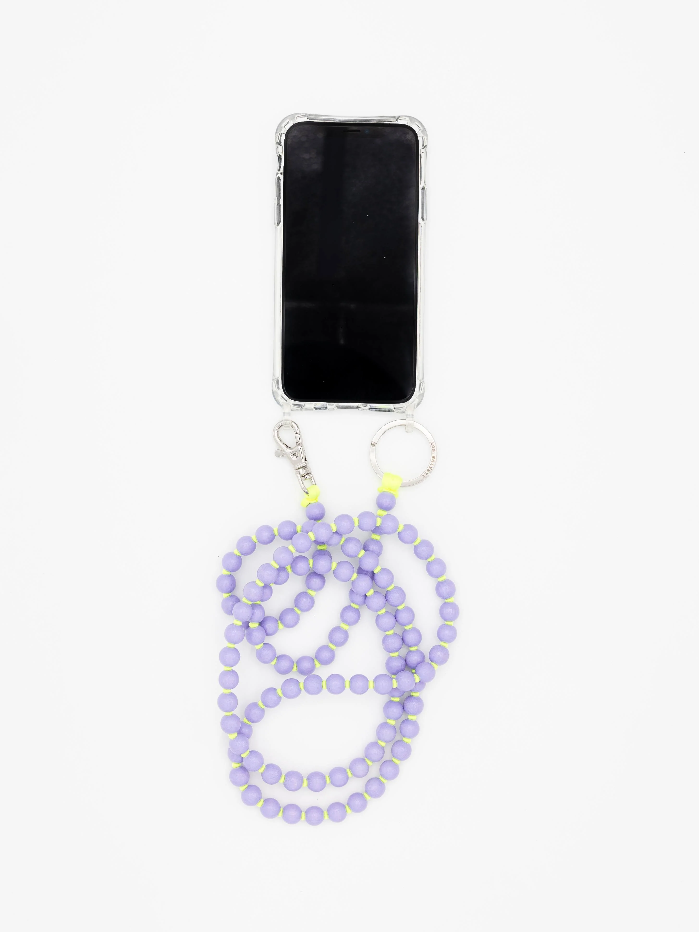 The Perlen Crossbody Phone Necklace - Lilac/Neon Yellow