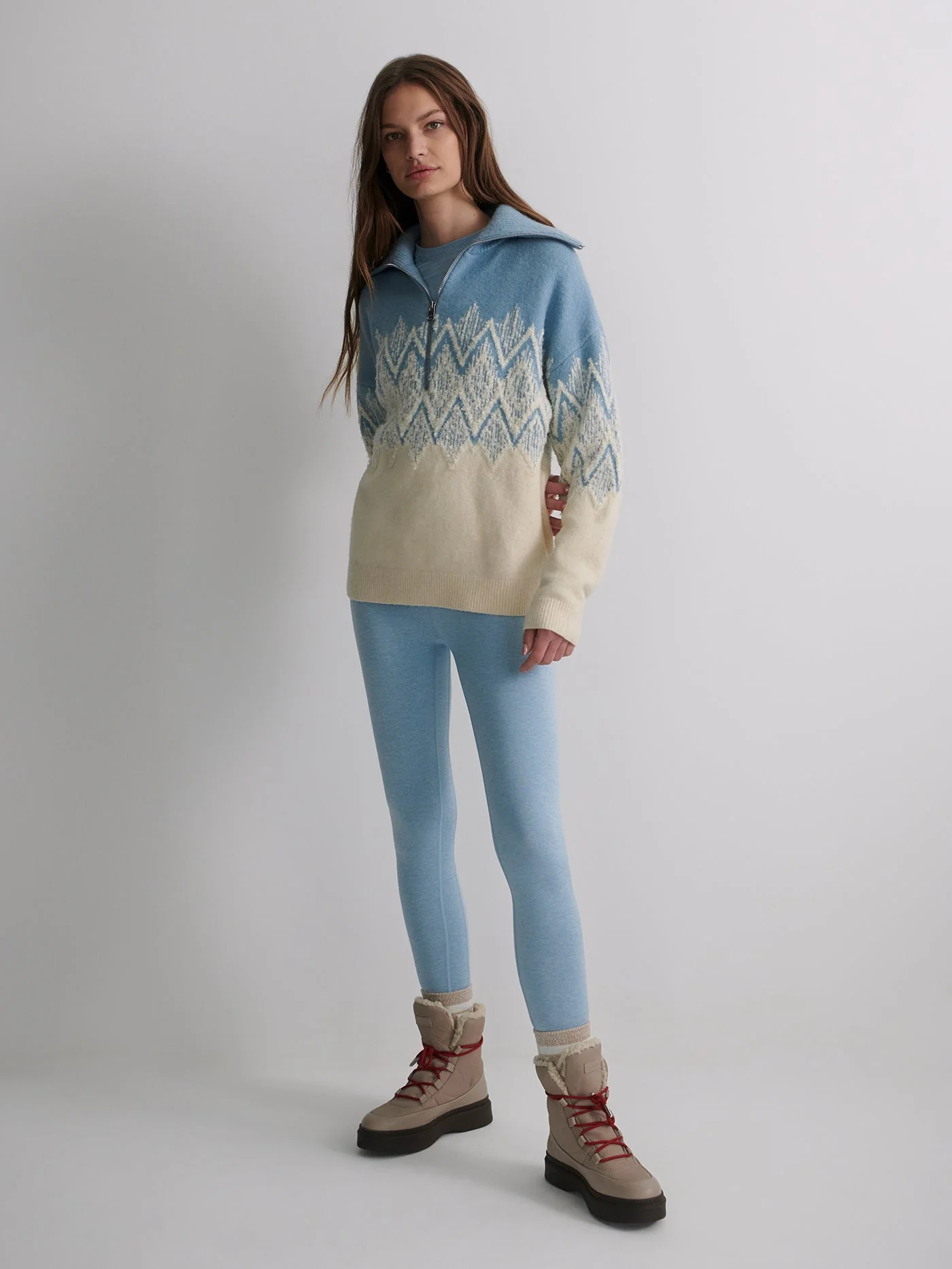 Varley - Hedda Fairisle Half-Zip Knit - Ashley Blue - Image 5