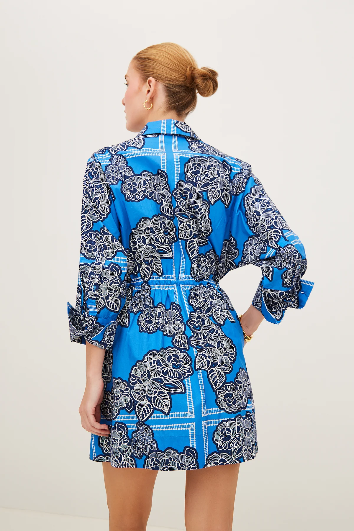 Cara Cara - Henry Dress - Carved Petals Cobalt - Image 3