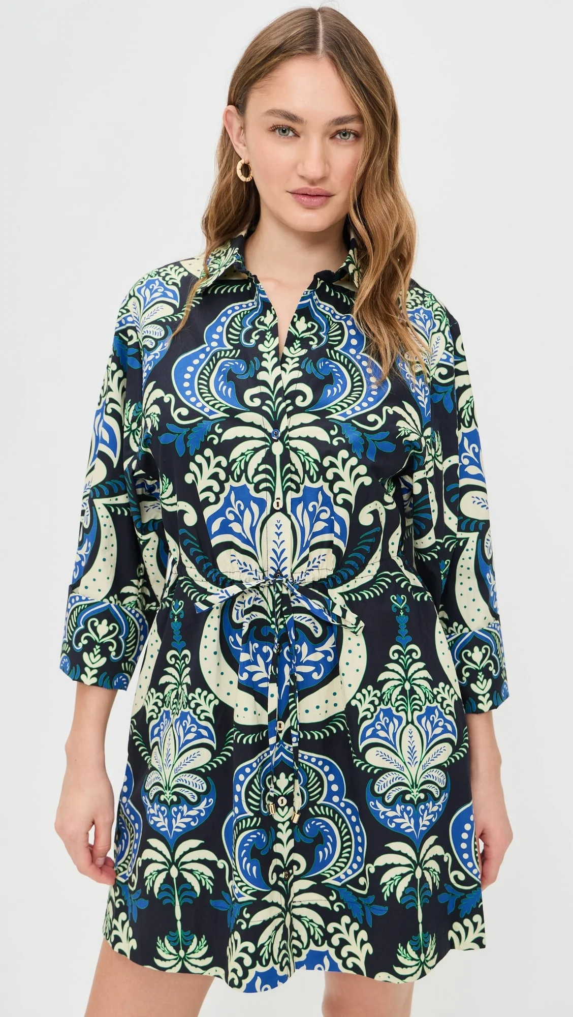 Cara Cara - Henry Dress - Palm Pavillion Cobalt