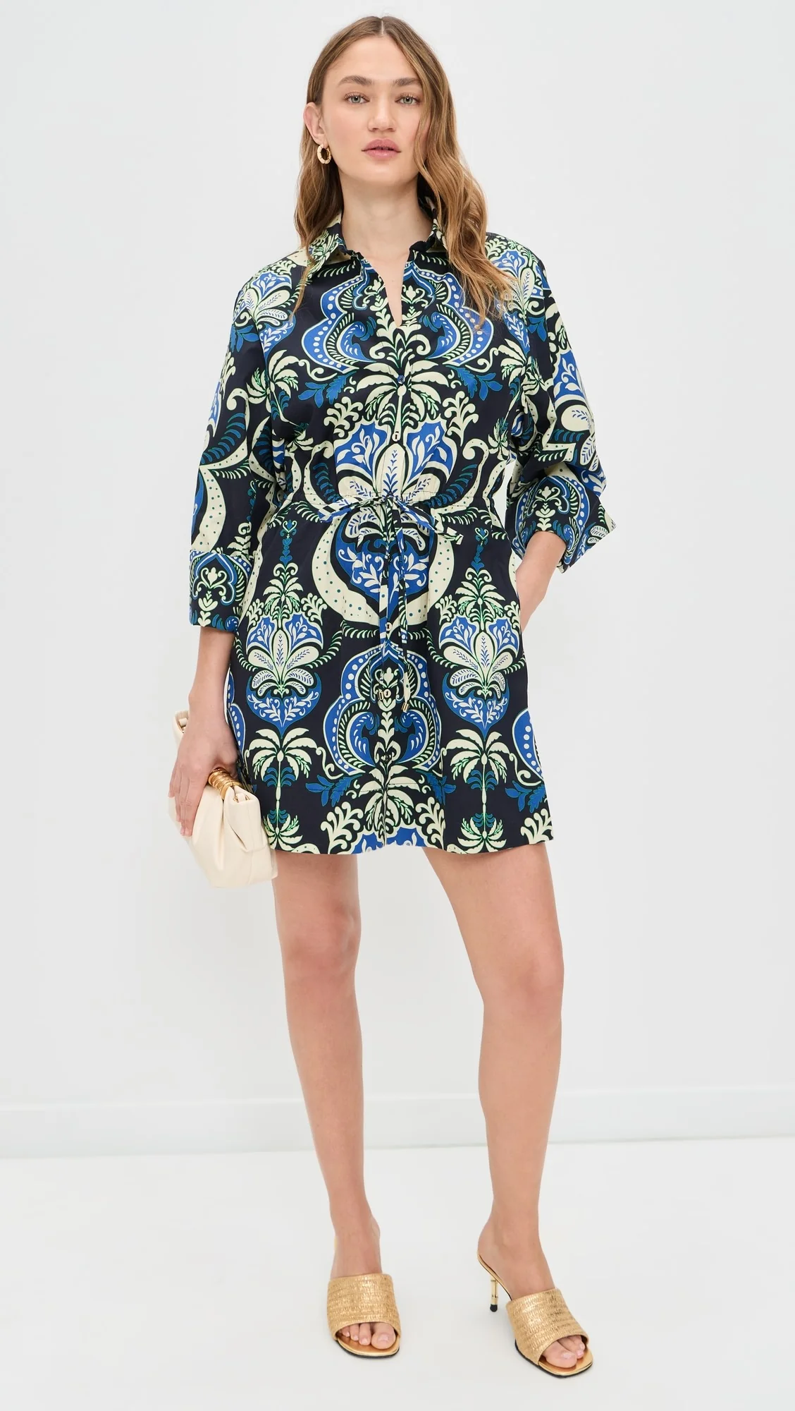 Cara Cara - Henry Dress - Palm Pavillion Cobalt - Image 2