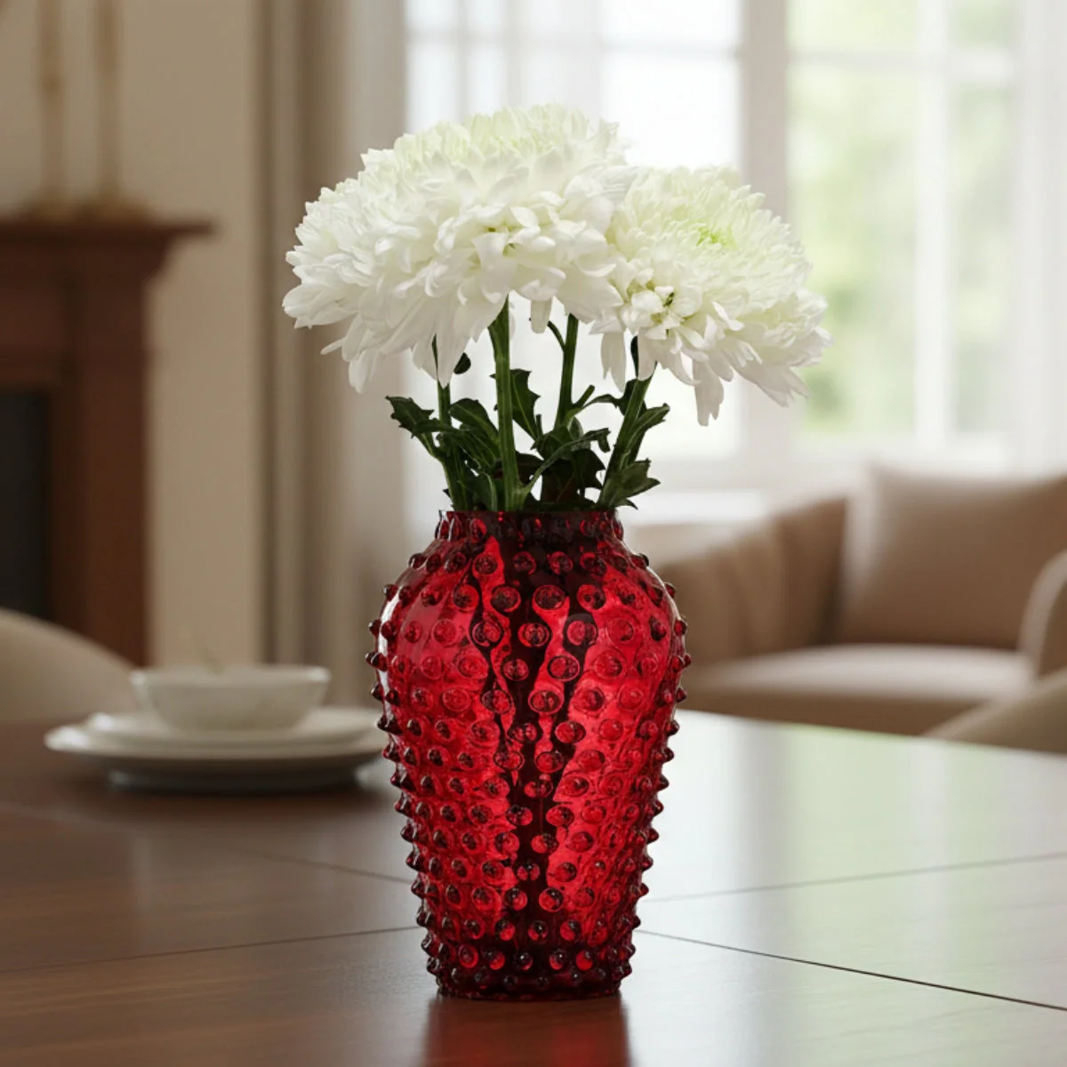Hobnail Vase - Barrel - Holly Berry - Image 2