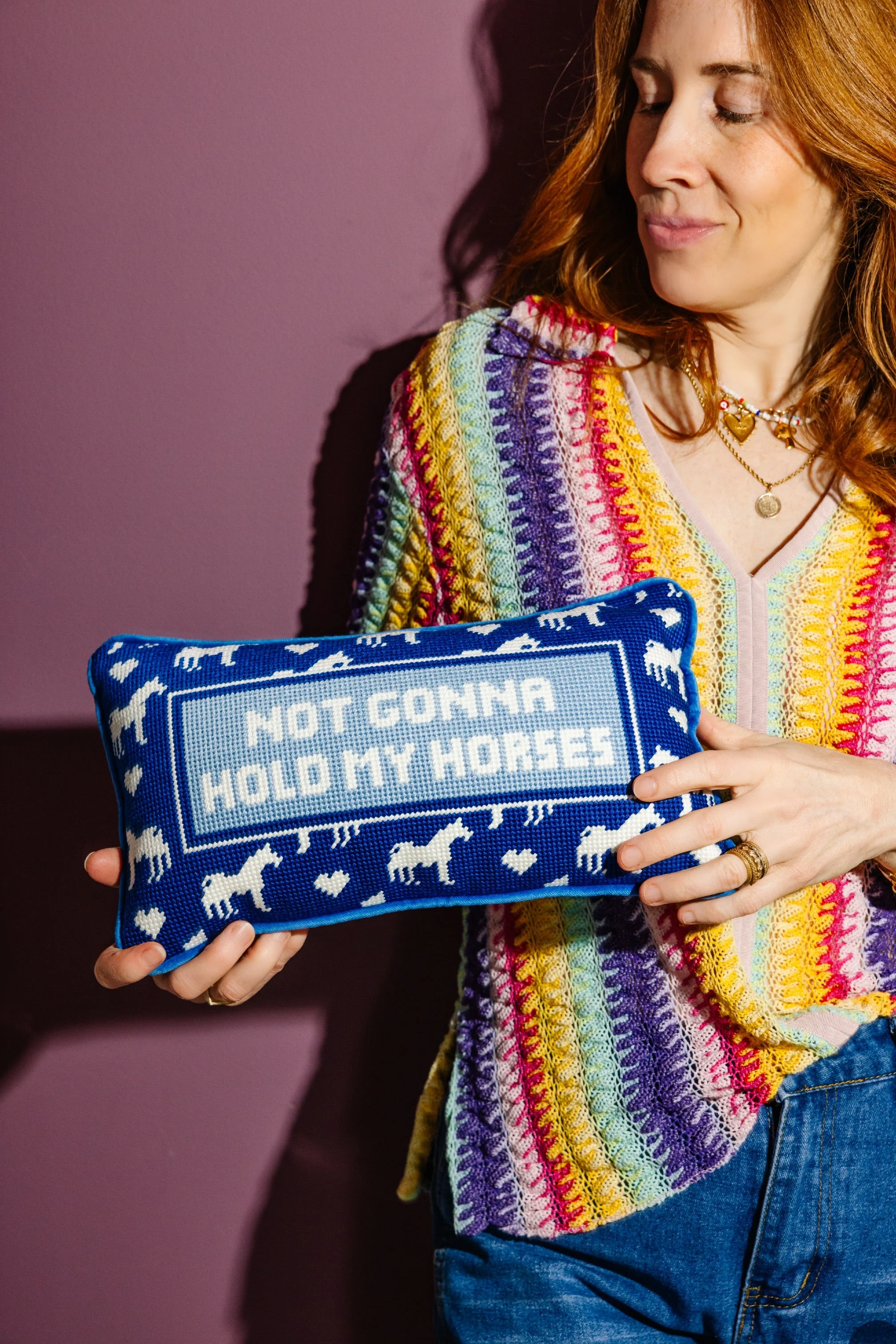 Hold My Horses Needlepoint Pillow - Image 6