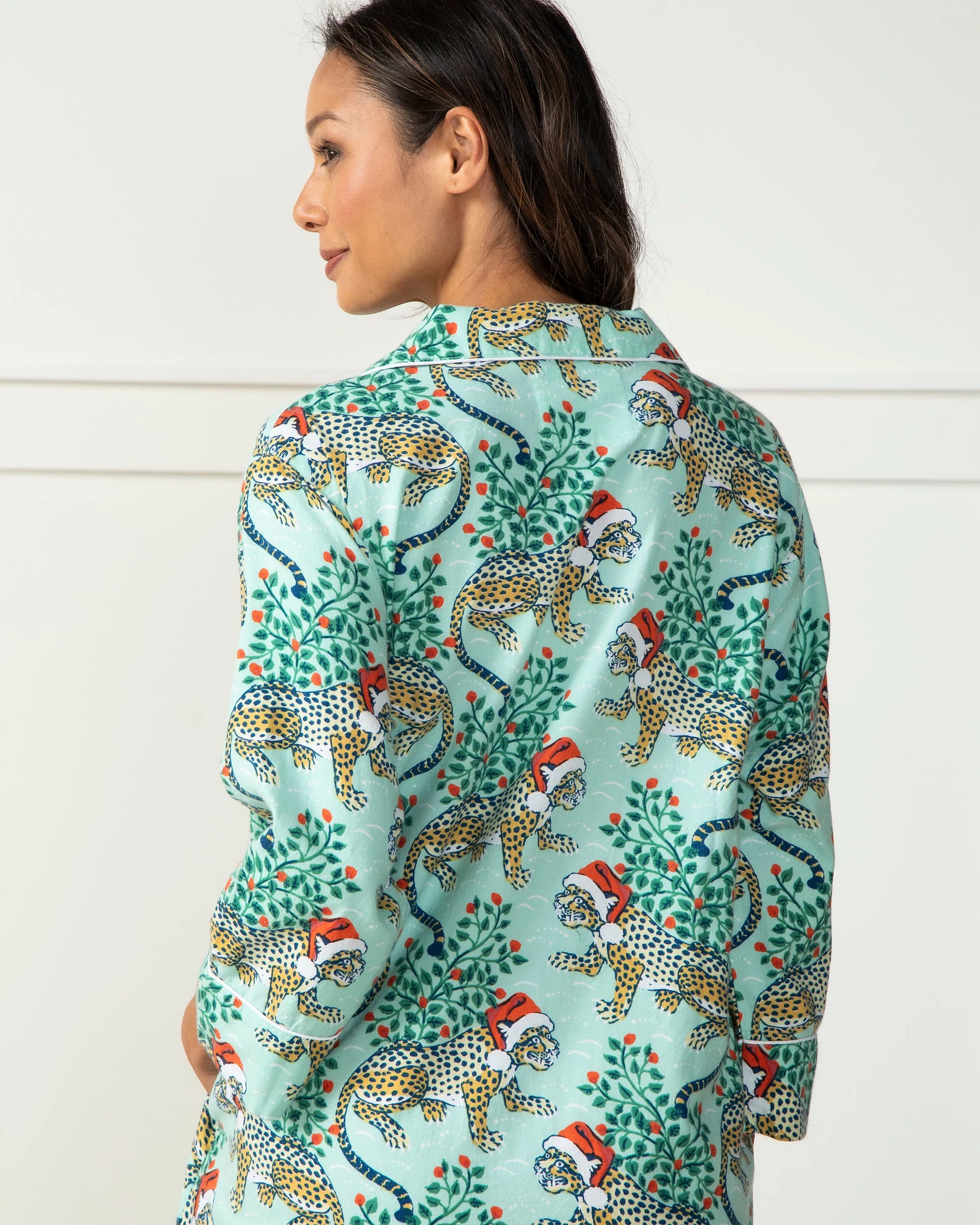 Printfresh - Holly Jolly Bagheera Flannel Sleep Shirt - Frosted Mint - Image 3