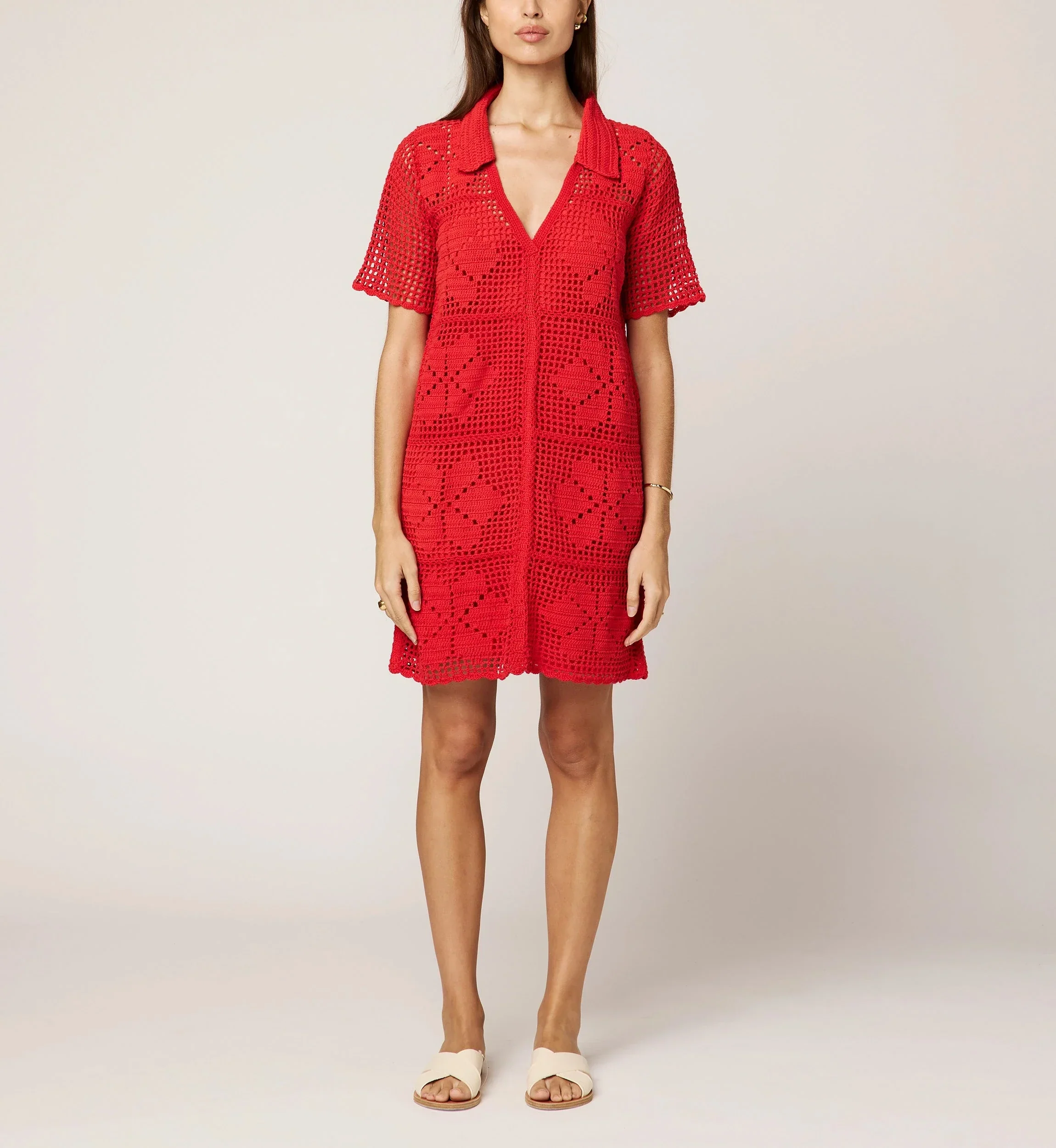 Cleobella - Ileanna Crochet Mini Dress - Poppy Red - Image 2