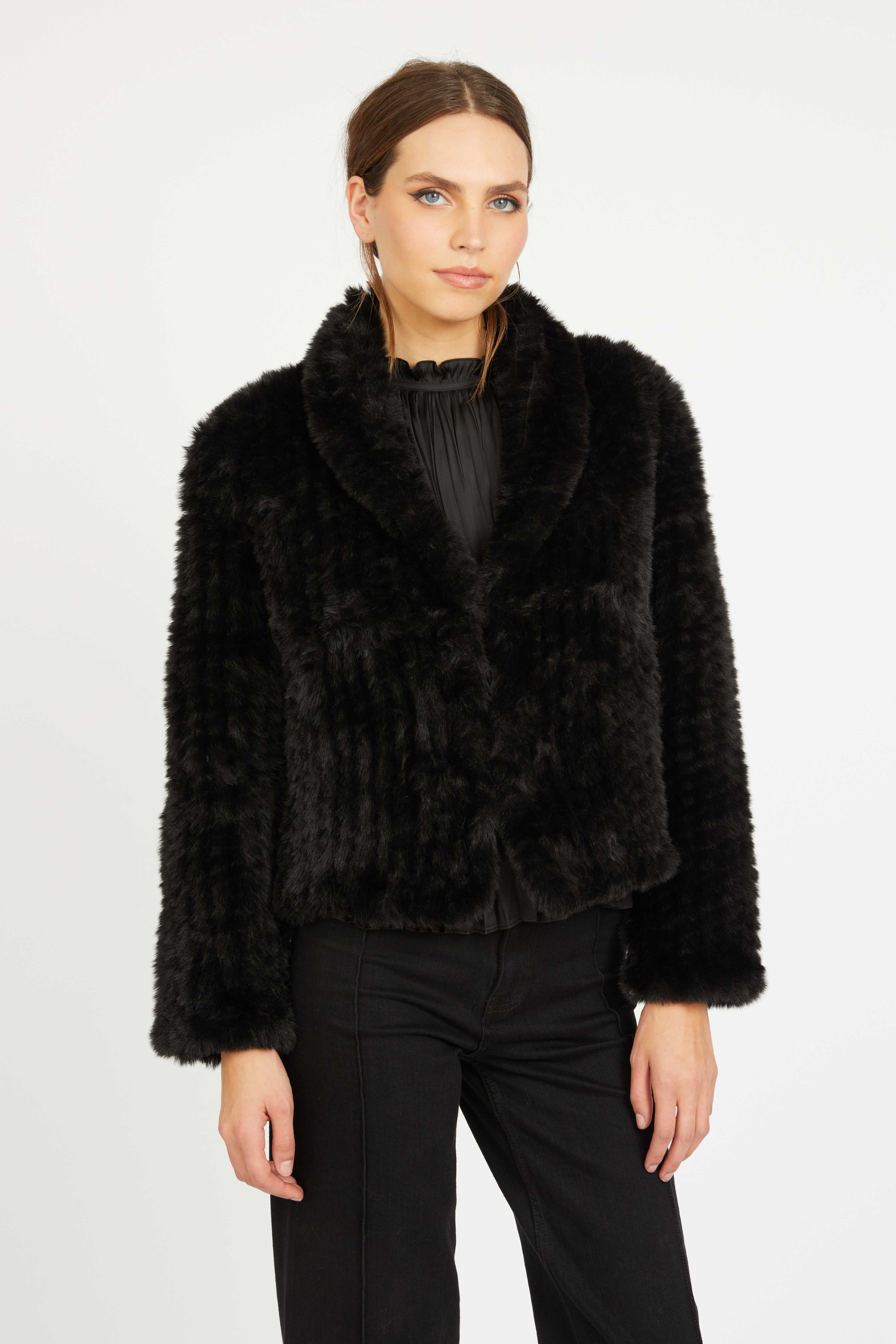 Cabellero - Ivanna Jacket - Black Faux Fur - Image 3
