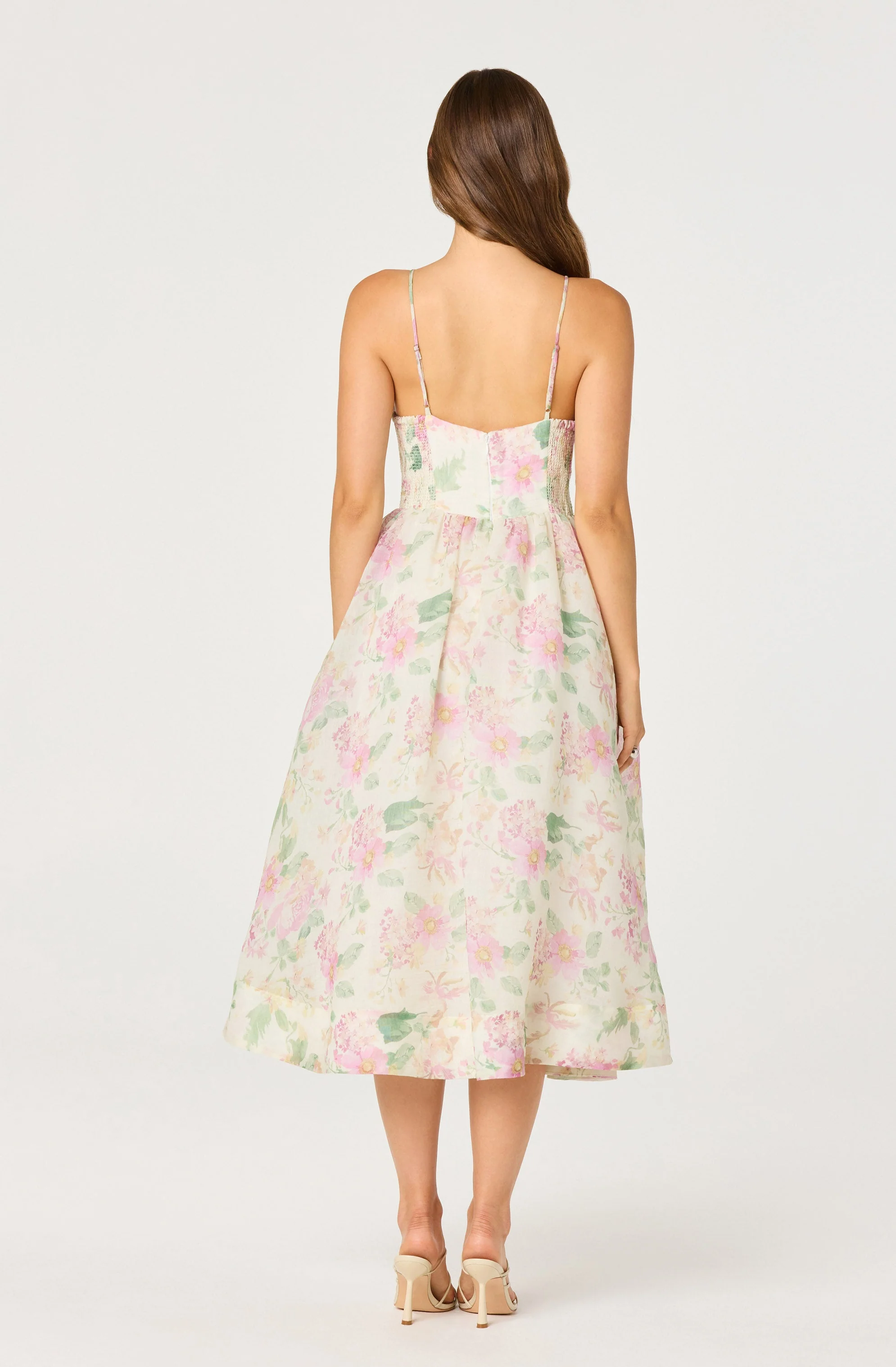 ASTR The Label - Janna Floral Plunge Midi Dress - Carnation Pink - Image 12