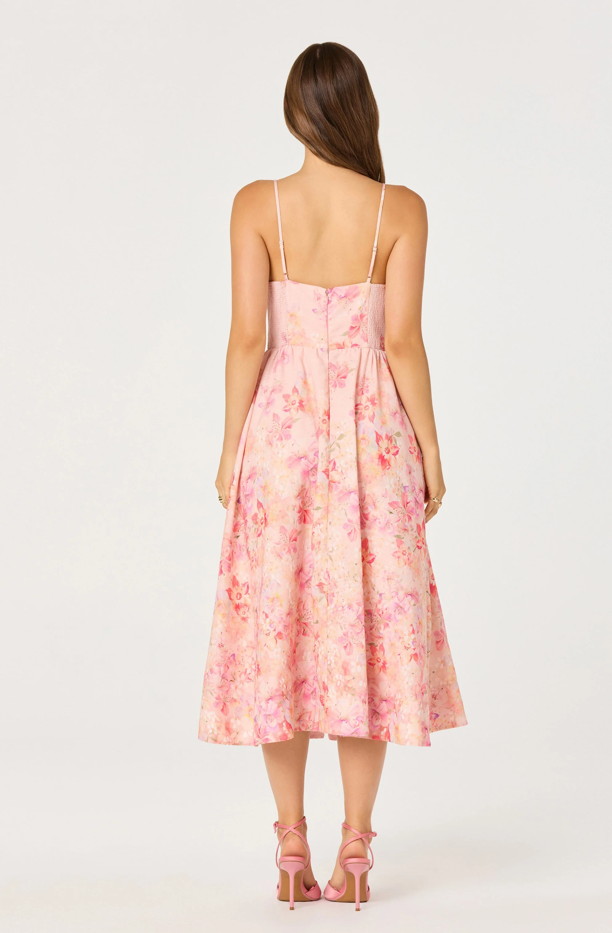ASTR The Label - Janna Floral Plunge Midi Dress - Carnation Pink - Image 6