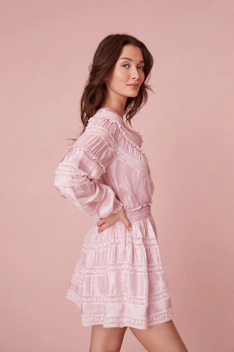 LoveShackFancy - Jones Victorian Lace Mini Dress - Light Lilac - Image 3