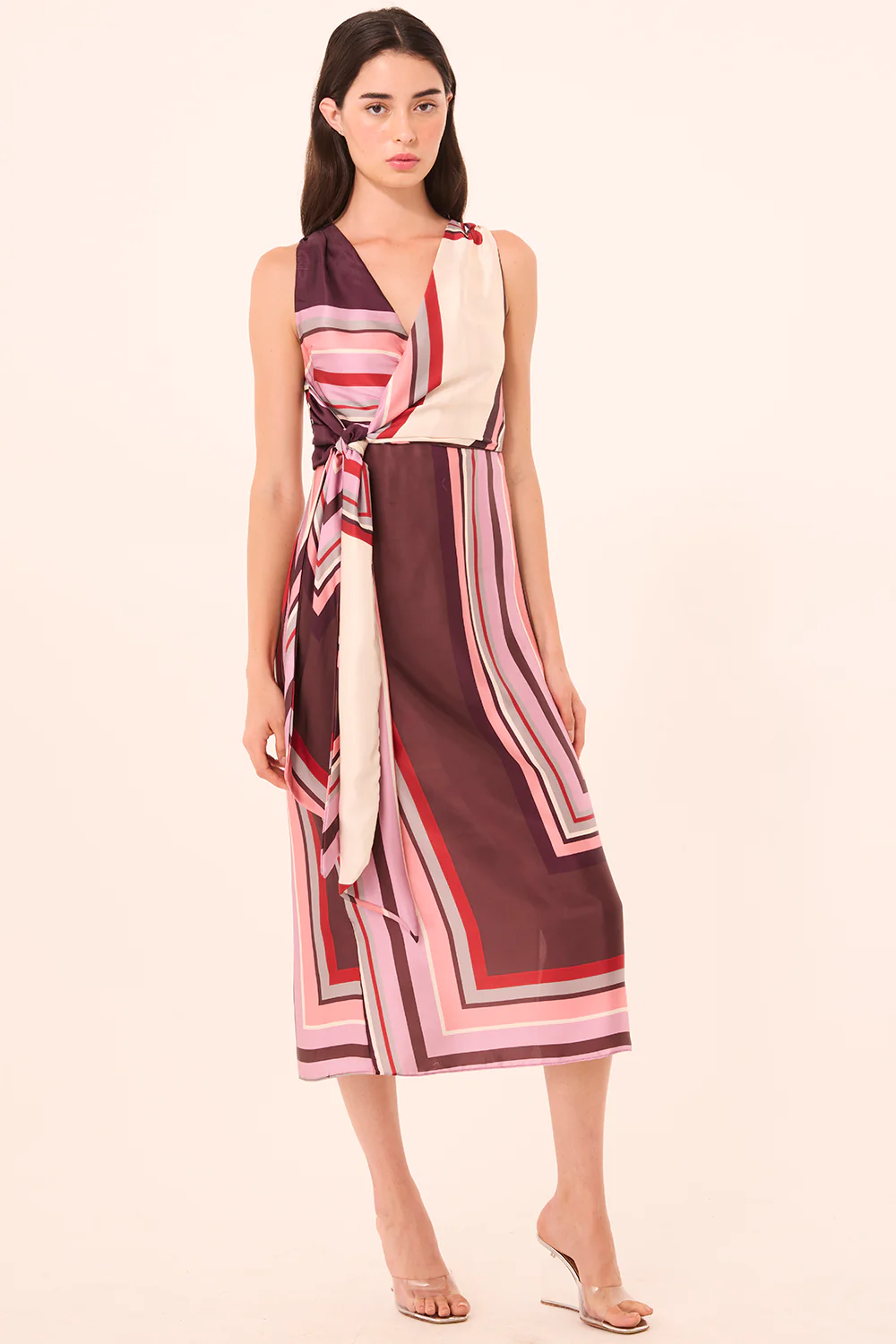 MISA Los Angeles - Kina Dress - Chocolate Geo Stripe - Image 4