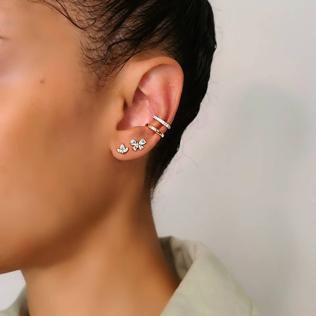 Kris Nations - Butterfly Crystal Marquis Stud Earrings - Image 5