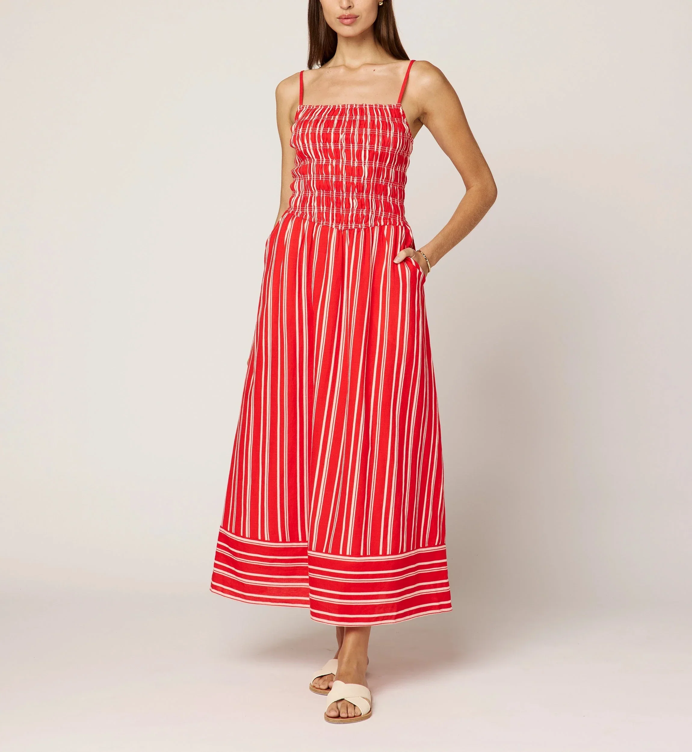 Cleobella - Lacey Ankle Dress - Poppy Red/ Ivory - Image 2