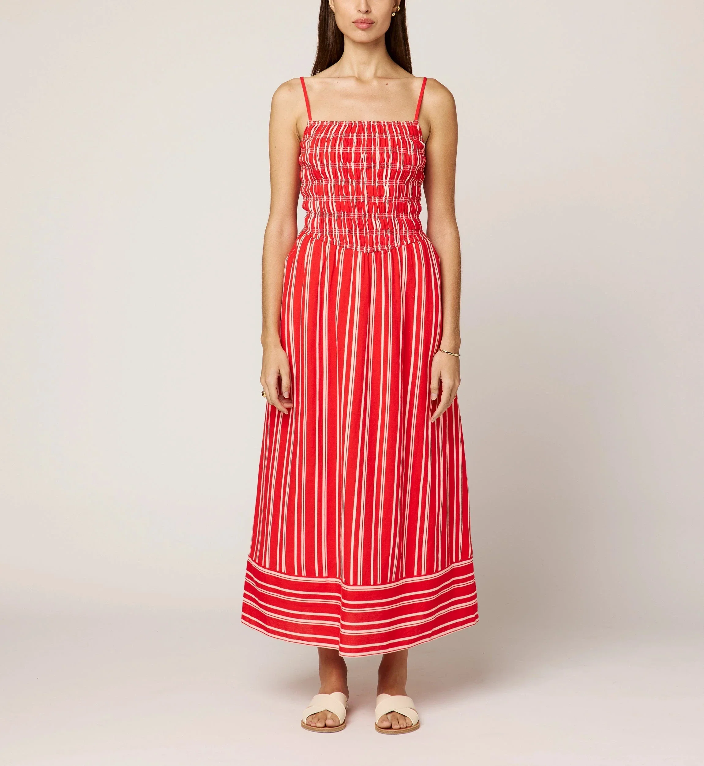 Cleobella - Lacey Ankle Dress - Poppy Red/ Ivory - Image 3