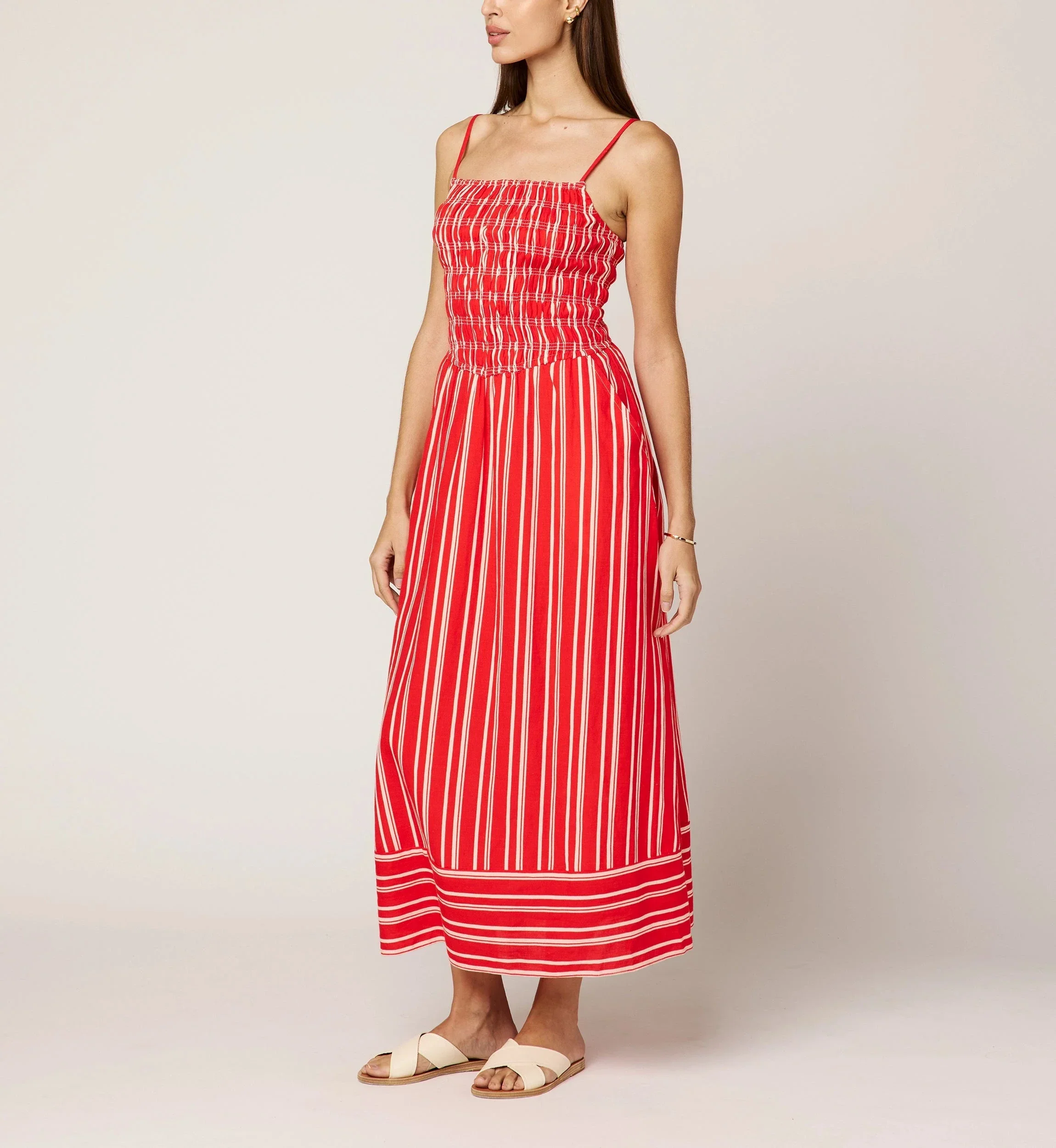 Cleobella - Lacey Ankle Dress - Poppy Red/ Ivory - Image 4