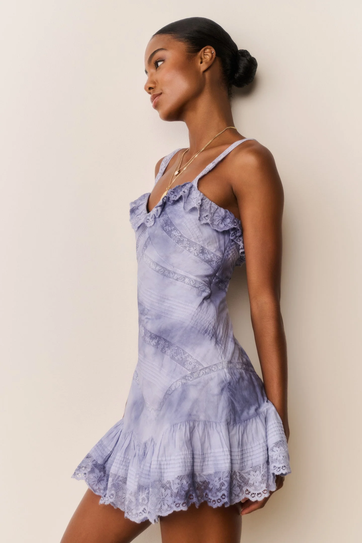 LoveShackFancy - Lavine Hand-Dyed Cotton Mini Dress - Indigo Ice - Image 3