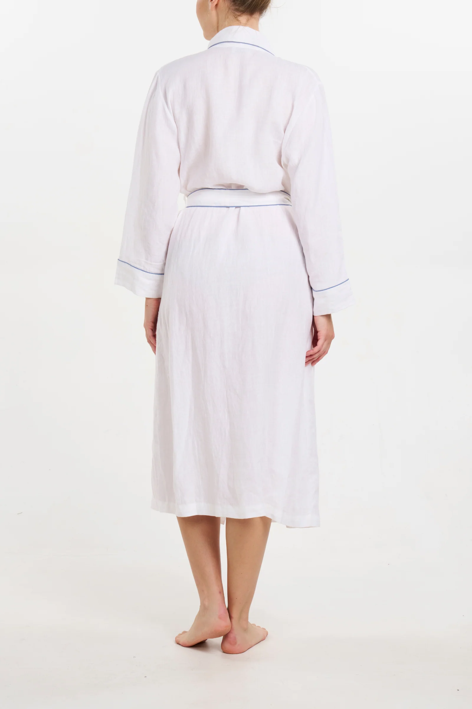 Linen Robe - Piped in Blue - Image 4