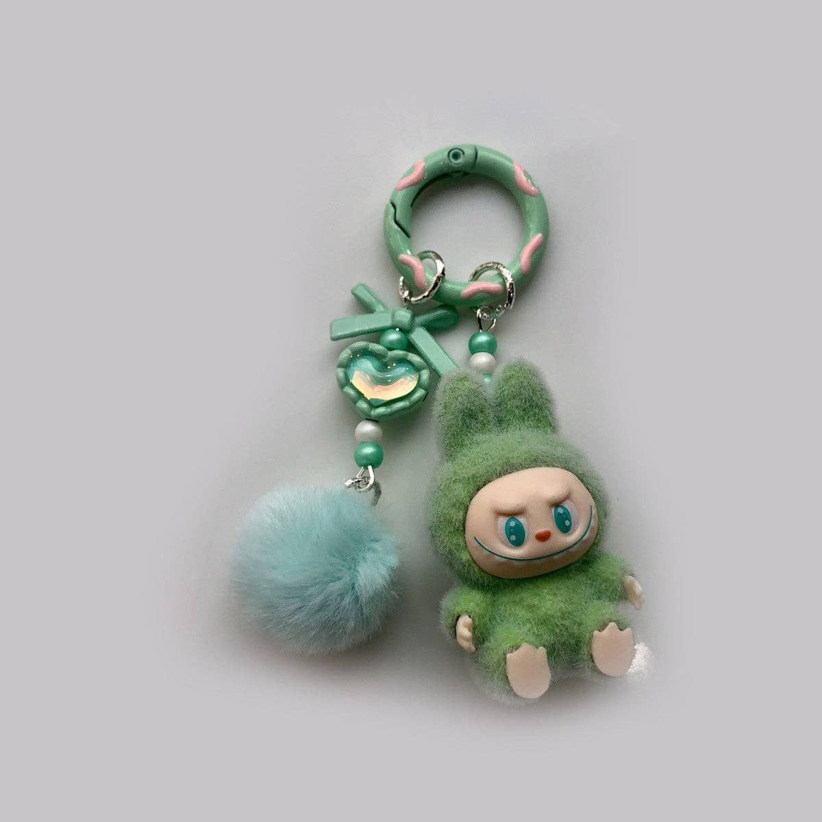 Flocked Mini Cute Monster Heart Keychain - Image 2