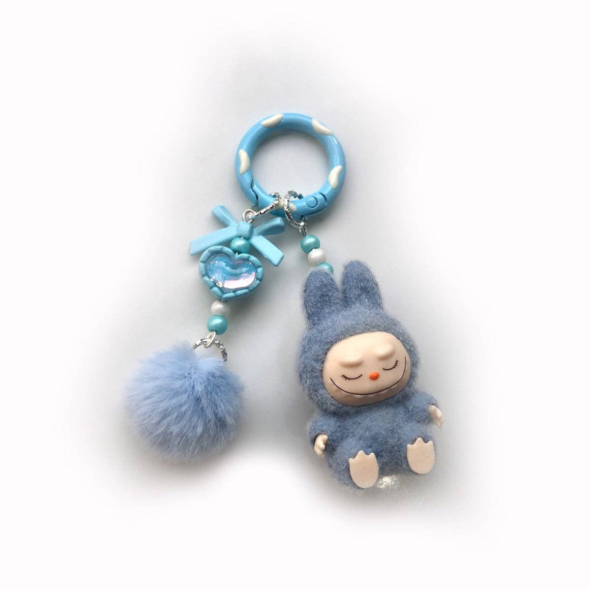 Flocked Mini Cute Monster Heart Keychain - Image 3