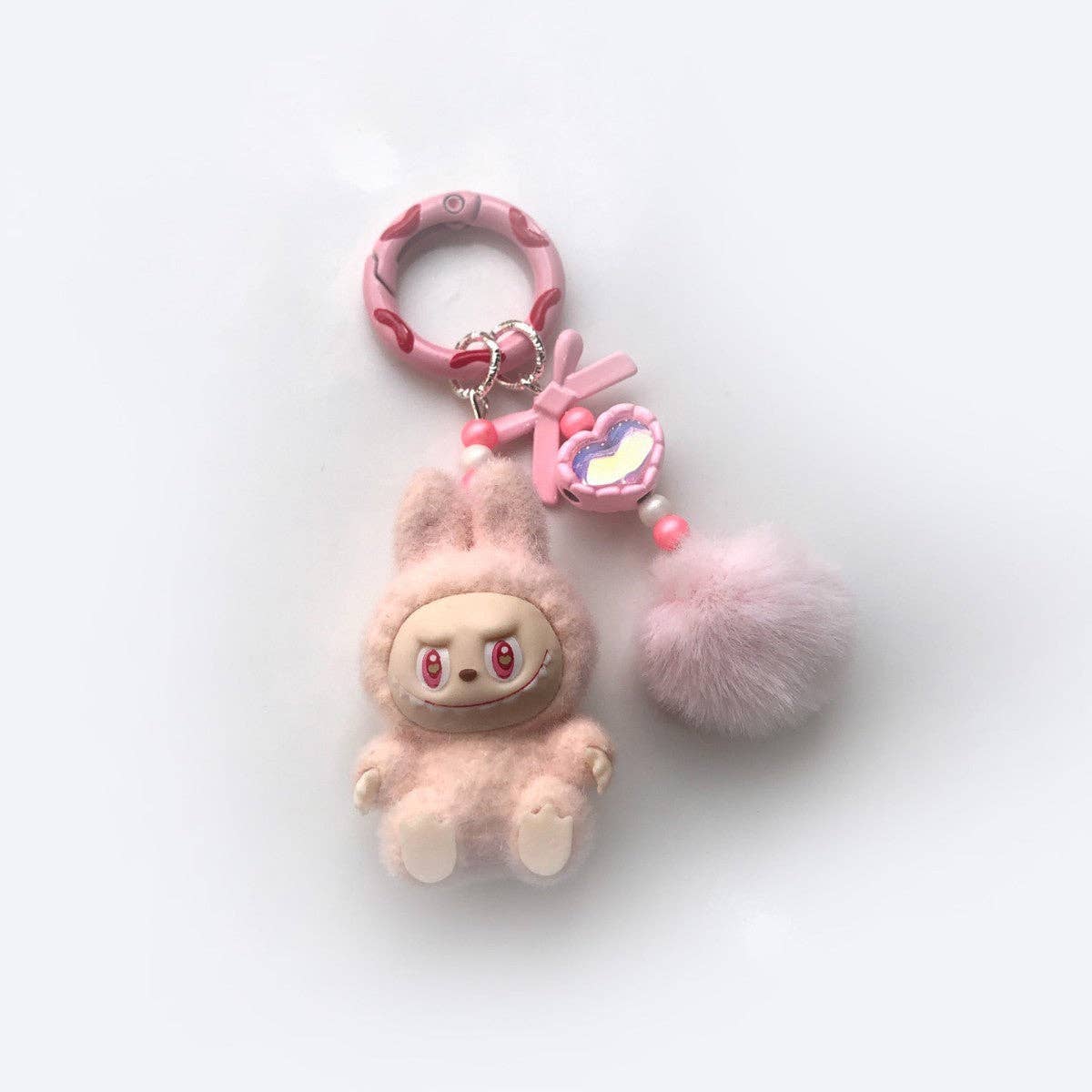 Flocked Mini Cute Monster Heart Keychain - Image 4