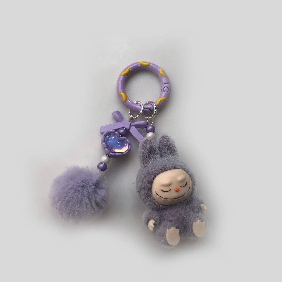 Flocked Mini Cute Monster Heart Keychain - Image 5