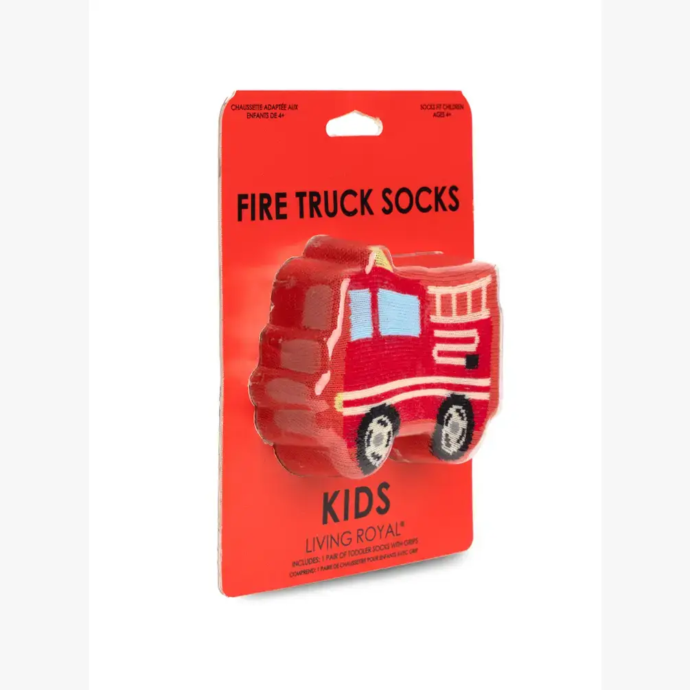 Living Royal - 3D Packaged Crew Socks - Kids - Fire Truck - Red - Image 2