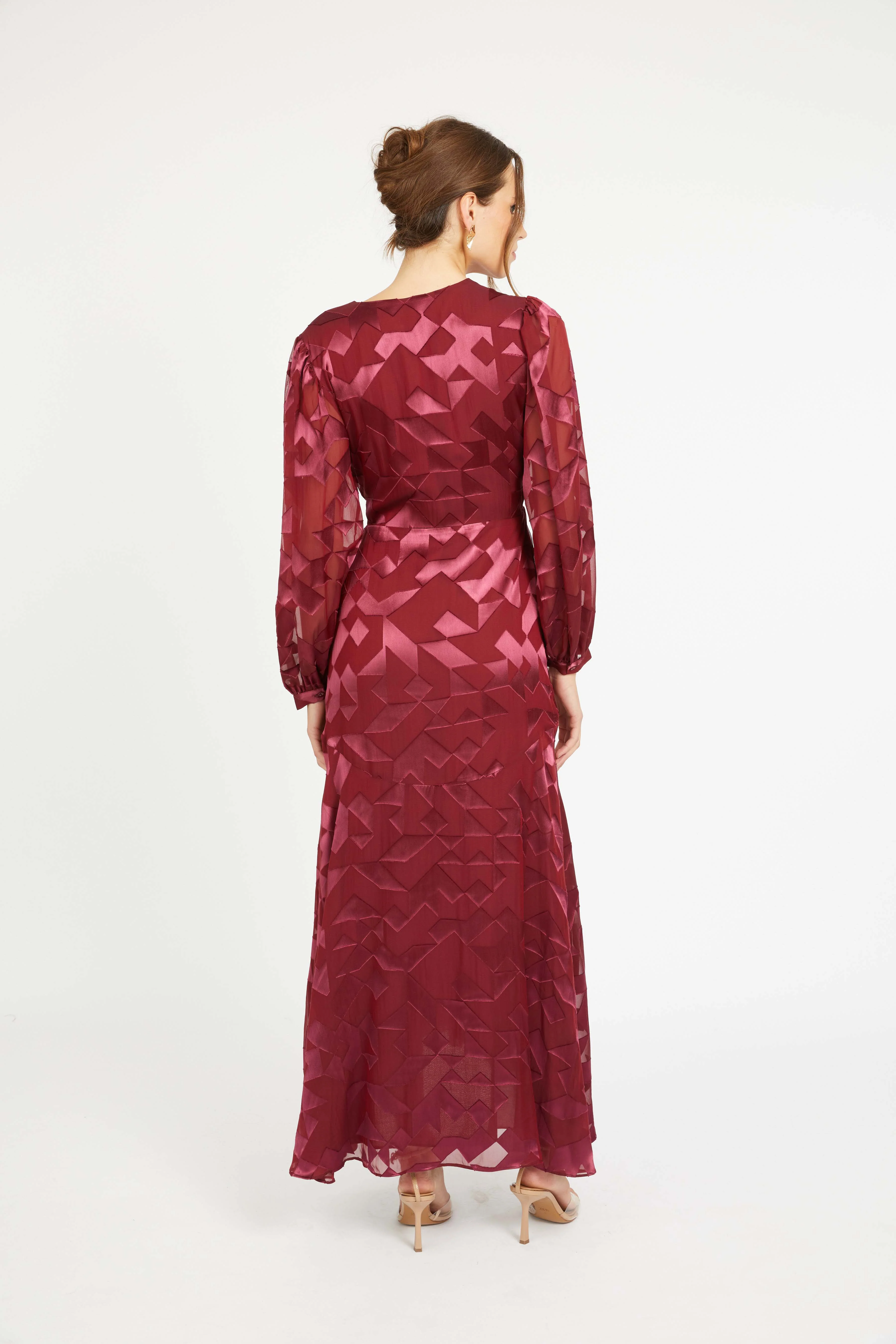 Caballero - London Gown - Cabernet Silk Geo Burnout - Image 5