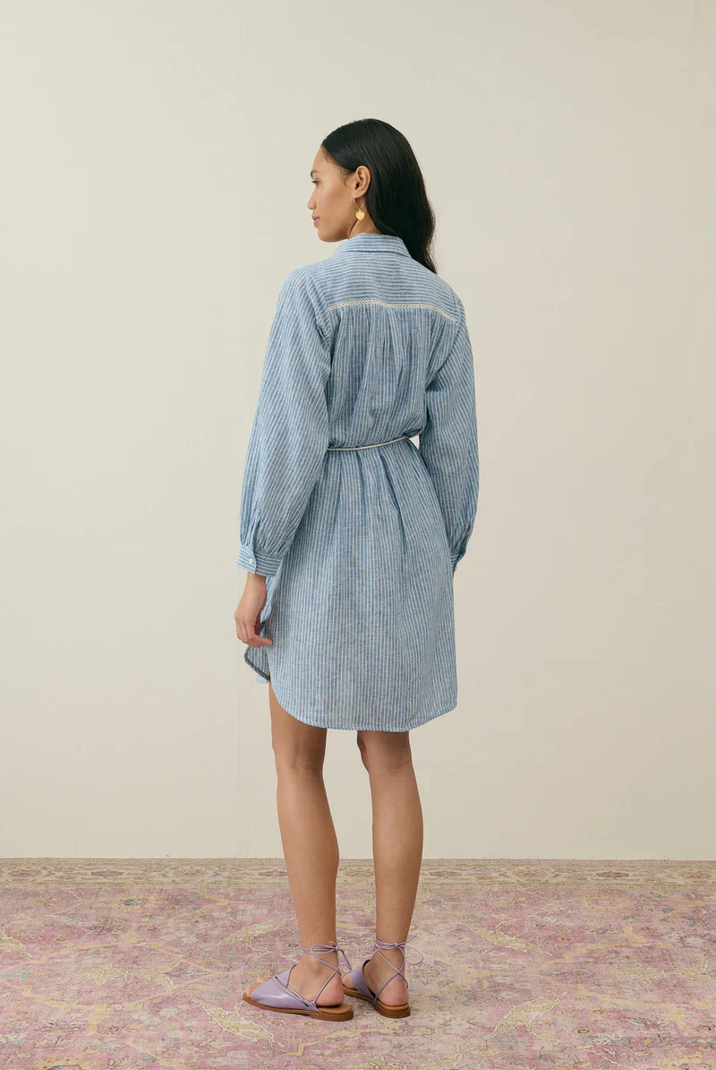 Louise Misha - Diwala Dress - Blue Onda Stripes - Image 4