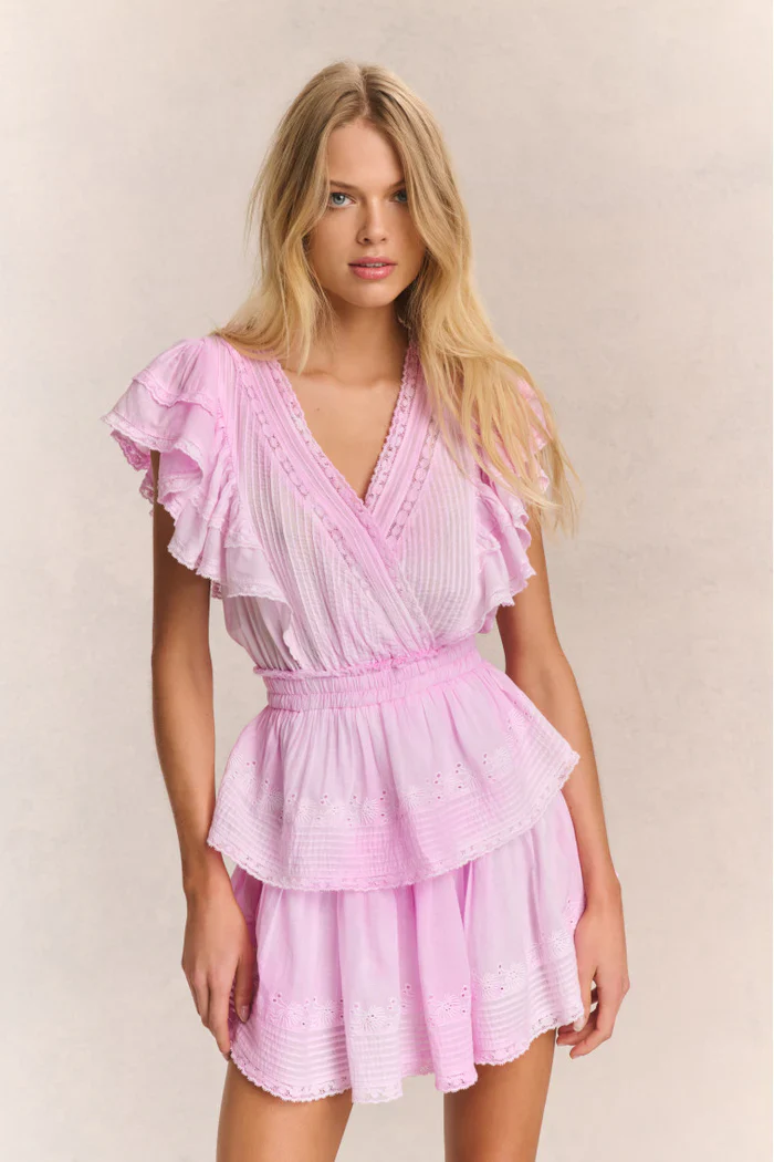 LoveShackFancy - Gwen Heritage Mini Dress - Peony Pink