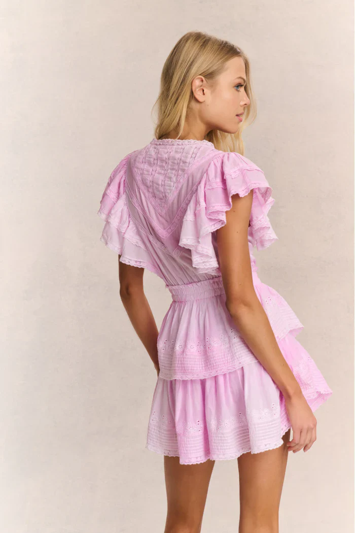 LoveShackFancy - Gwen Heritage Mini Dress - Peony Pink - Image 3