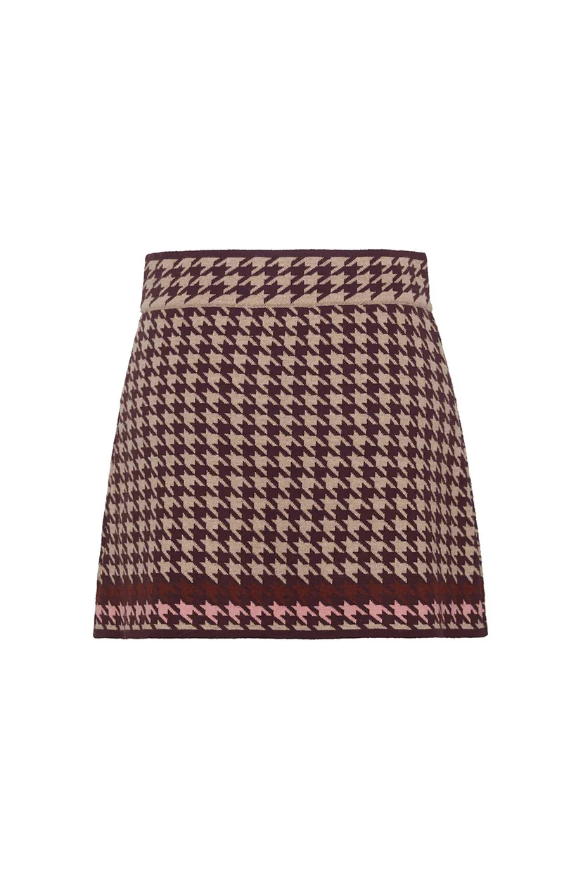Cara Cara - Lynne Mini Skirt - Houndstooth Multi Taupe - Image 2