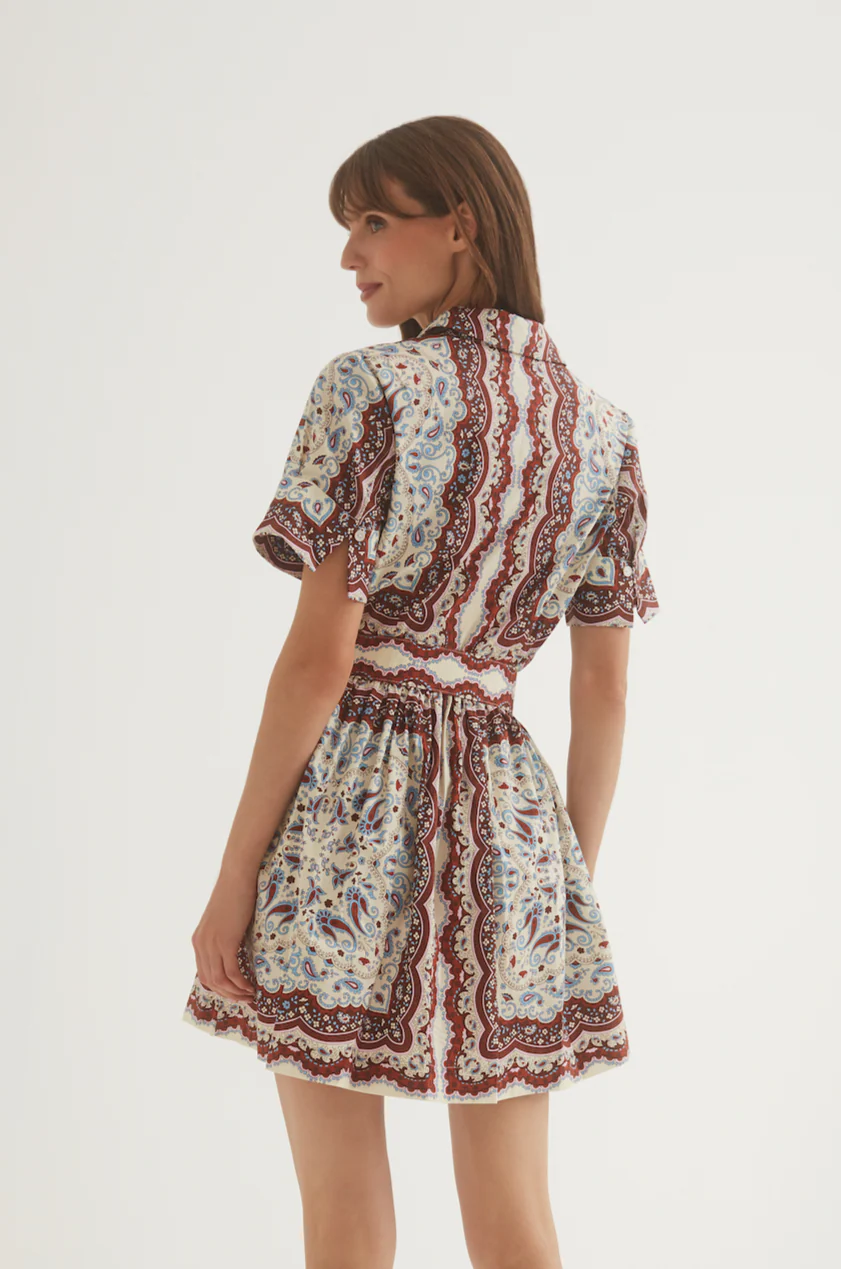 Cara Cara - Malena Mini Dress - Paisley Scarf Ivory - Image 4