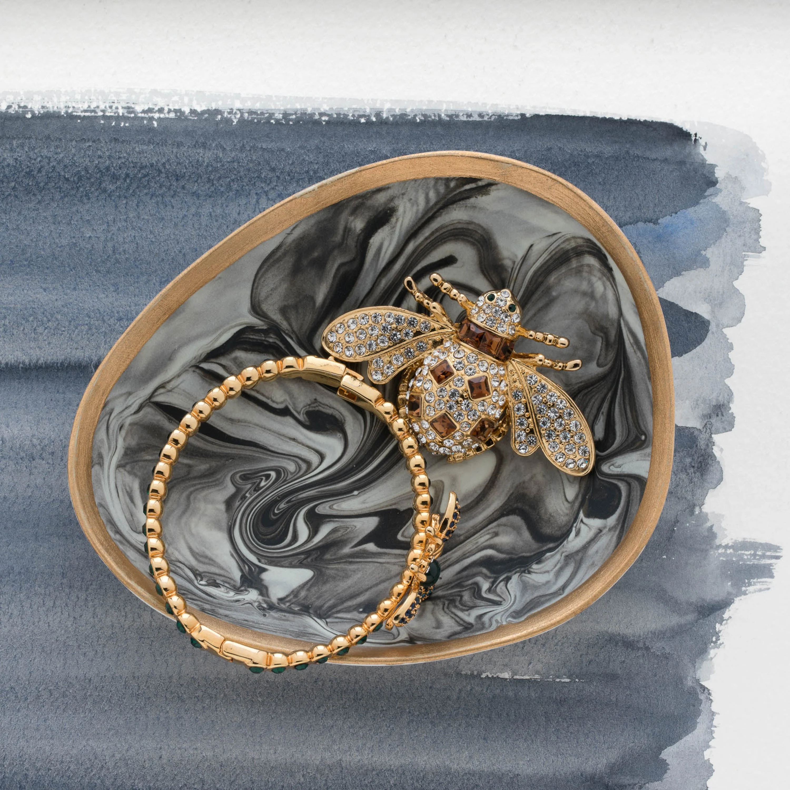 Marbleized porcelain ring dish, grey - Image 2